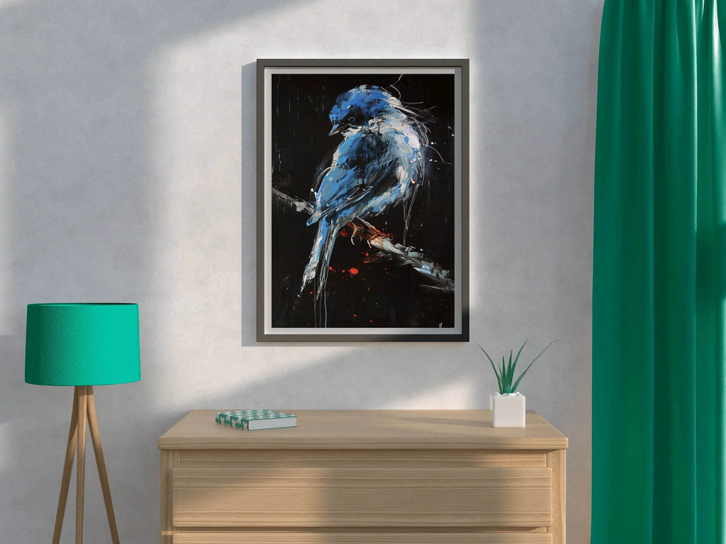 Watercolor Painting of Blue Bird - beink online art store