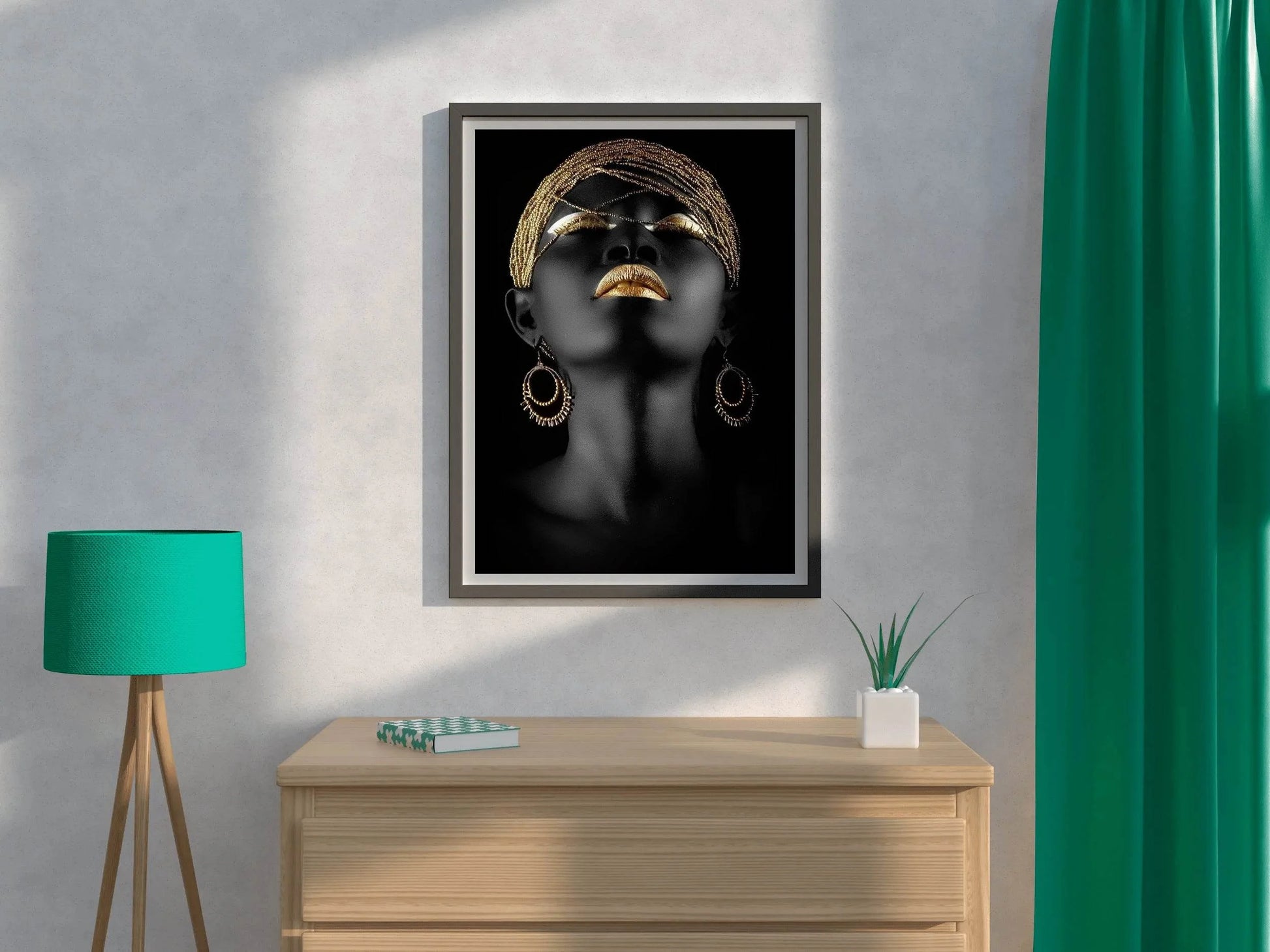 Girl Black Woman with Gold Wall Art - beink online art store