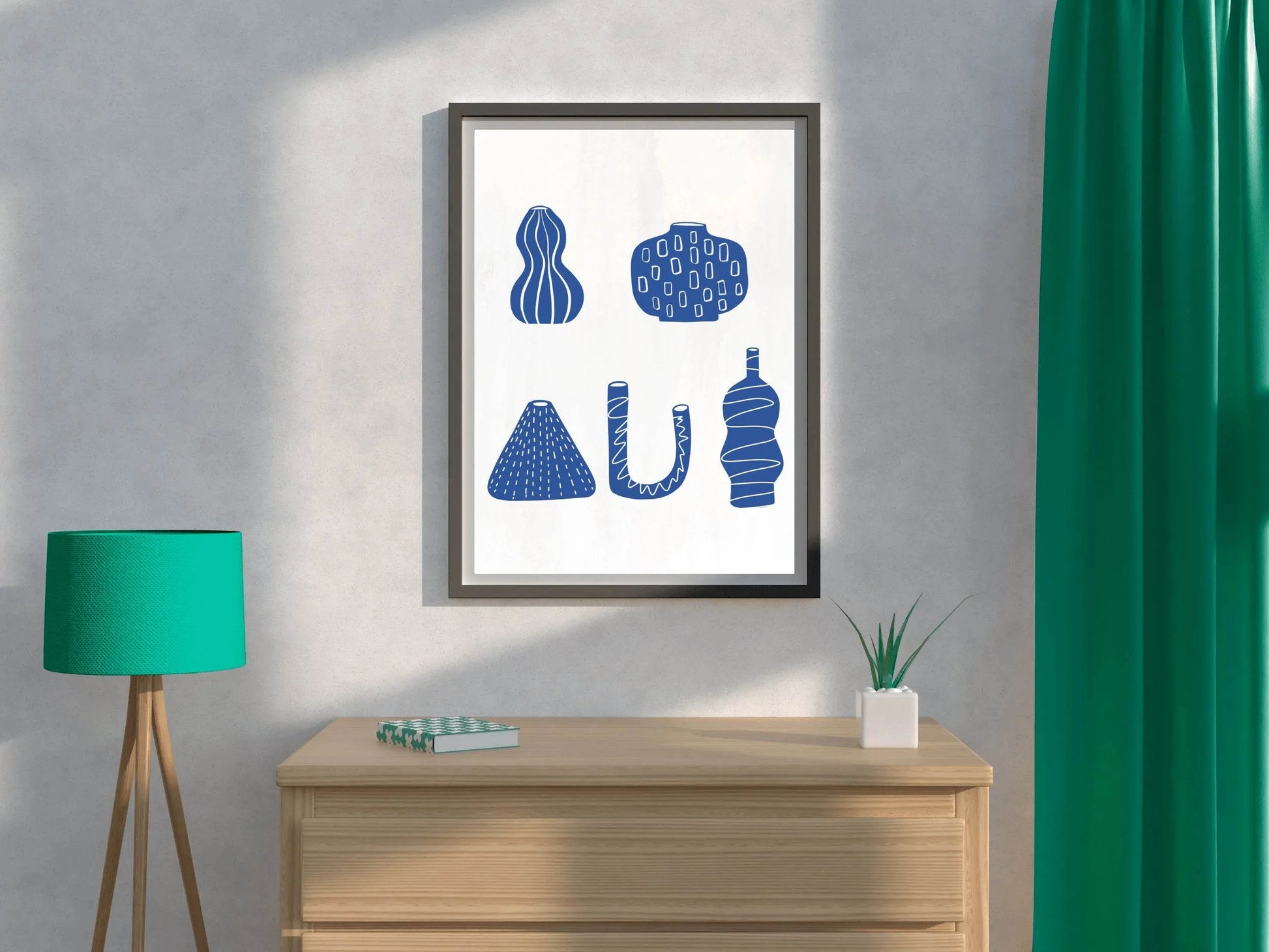 Blue Greek Vases Wall Art - beink online art store