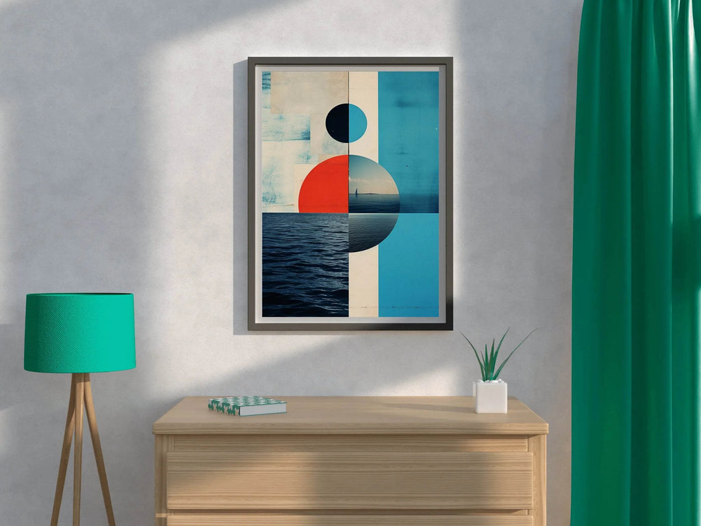 Creative Geometric Shapes With Sea Abstract Wall Art - beink online art store