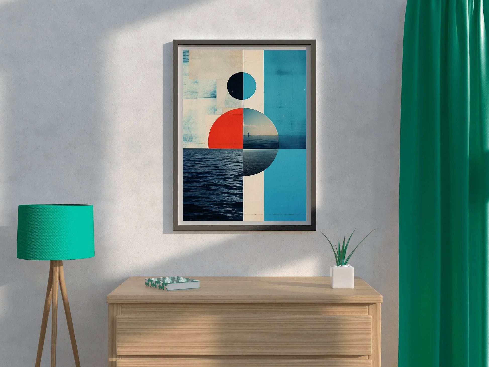 Creative Geometric Shapes With Sea Abstract Wall Art - beink online art store