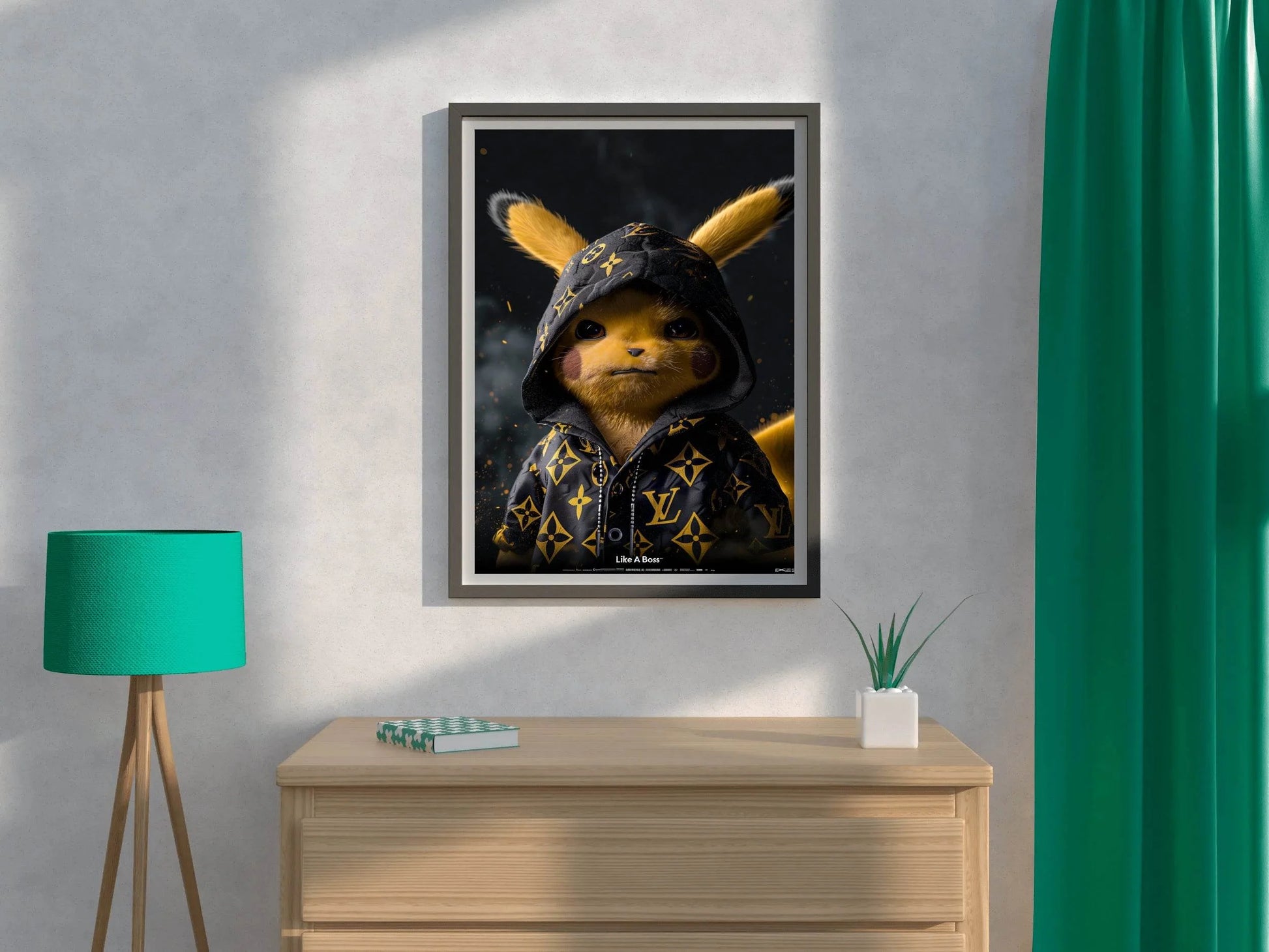 Painting of Pokemon Pikachi Wearing Jacket - beink online art store