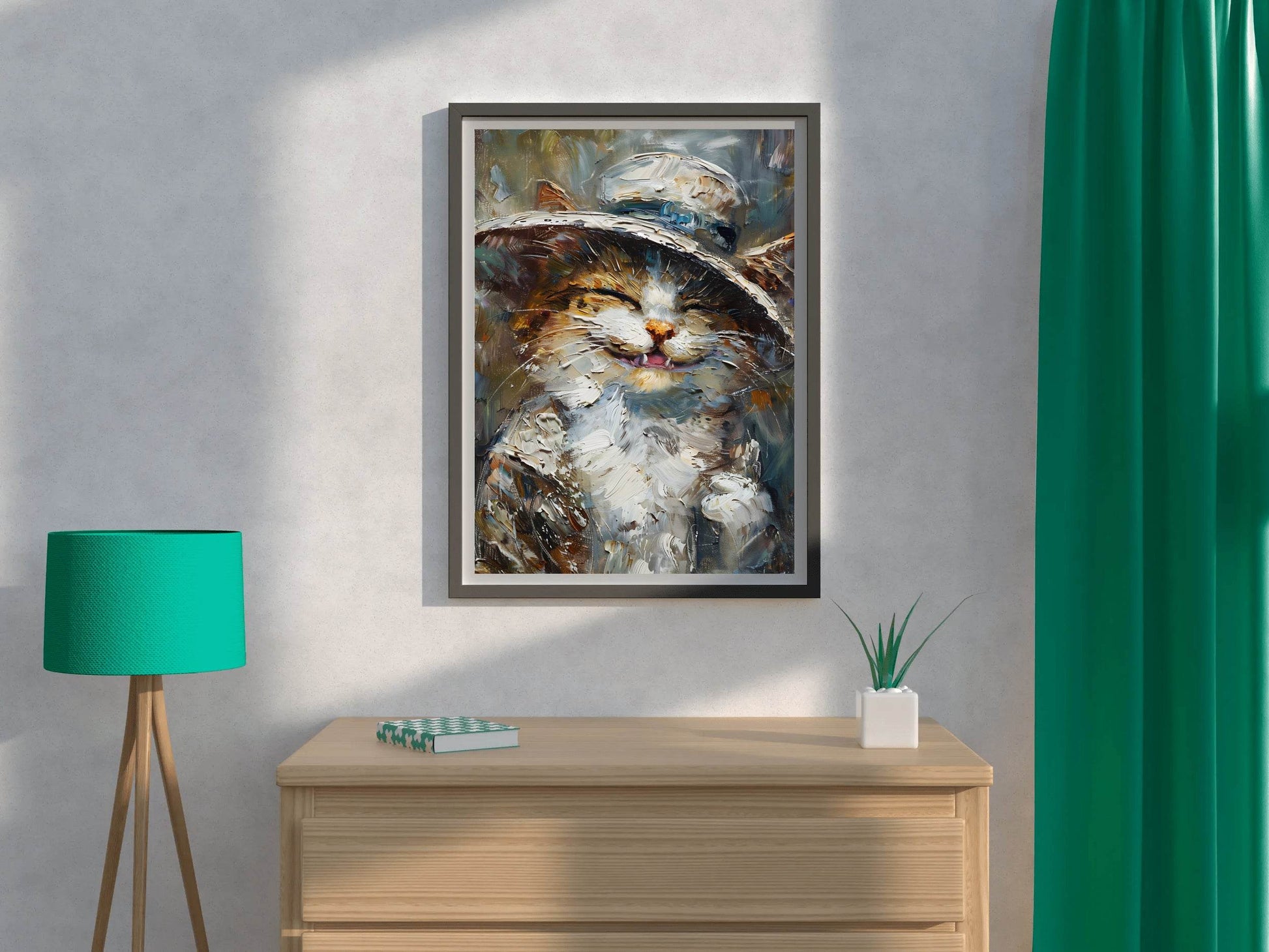 Hand Painted Illustration of Smiling Kitten - beink online art store