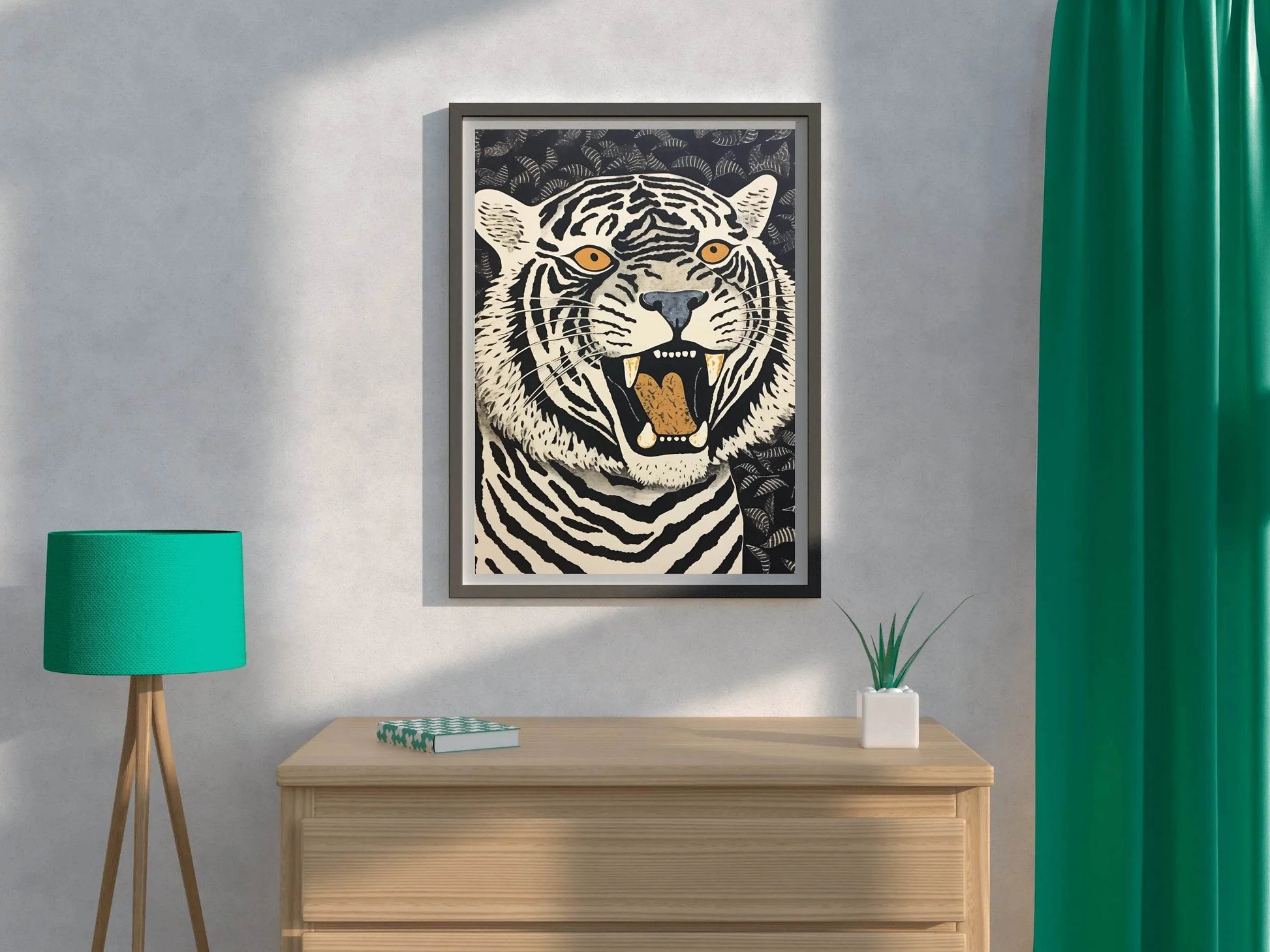 Painting of Tiger Block Print Wall Art - beink online art store