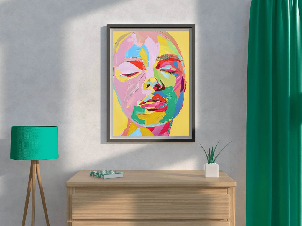 Colorful Face Painting Of Woman Wall Art - beink online art store