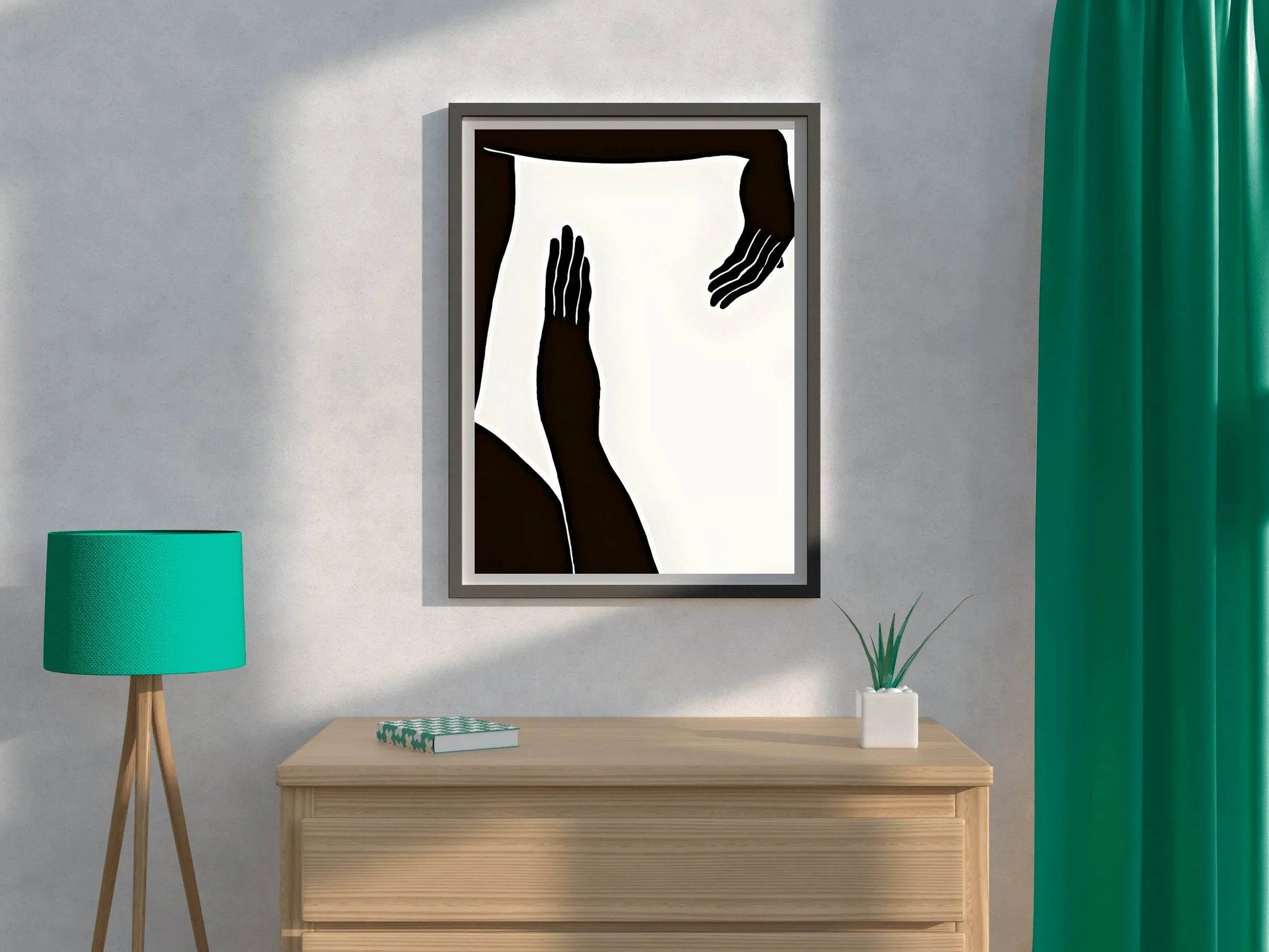Black Silhouette of Hands Modern Wall Art - beink online art store