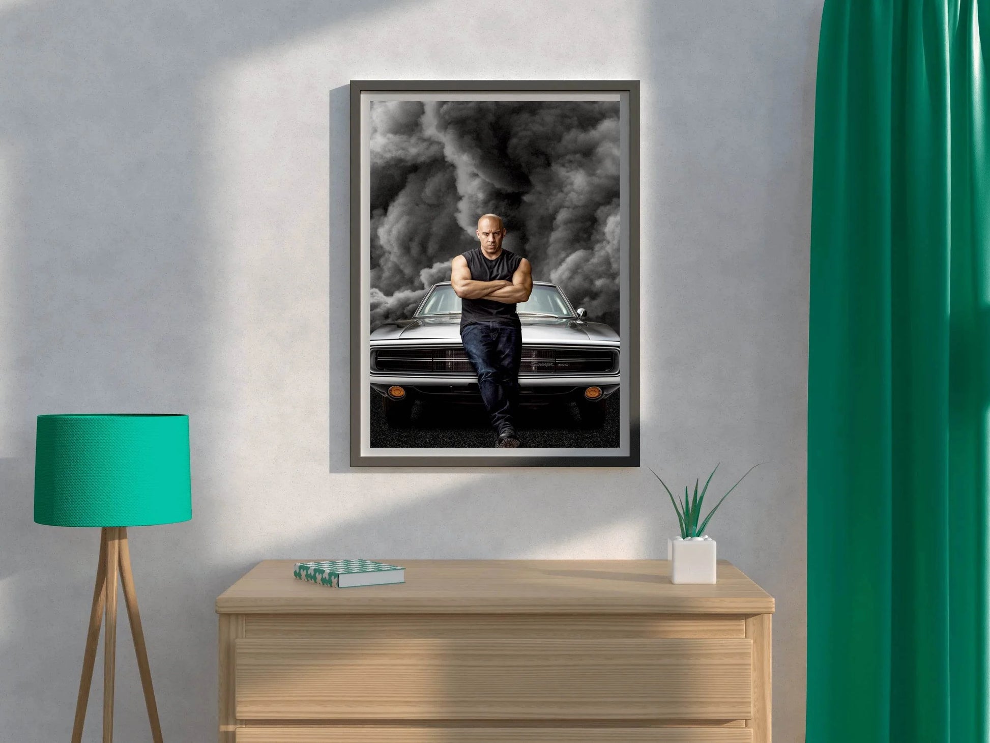 Fast and Furious Dominic Toretto with Grey Smoke Background Wall Art - beink online art store