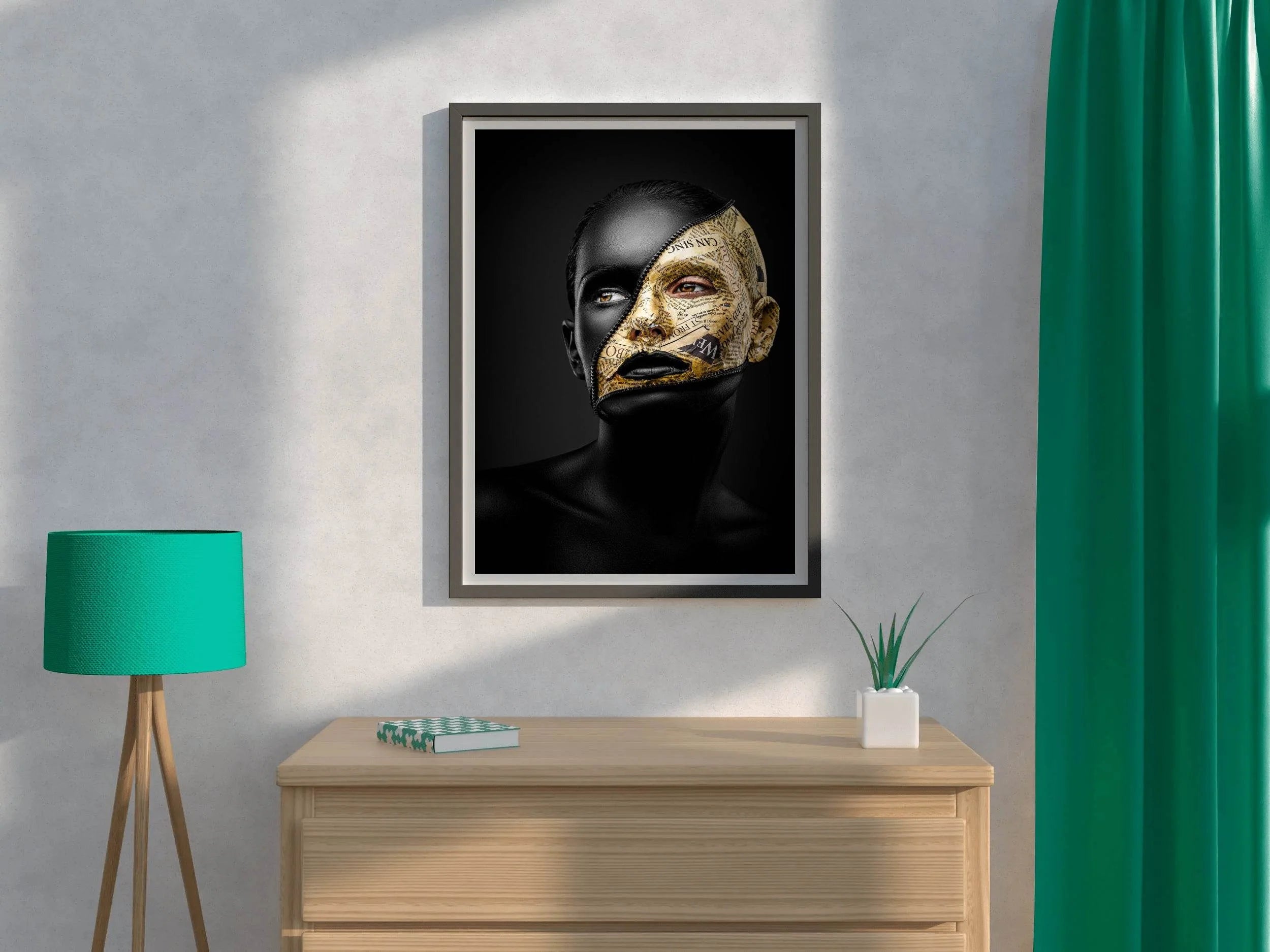 Gold and Black Makeup On The Woman Face Wall Art - beink online art store