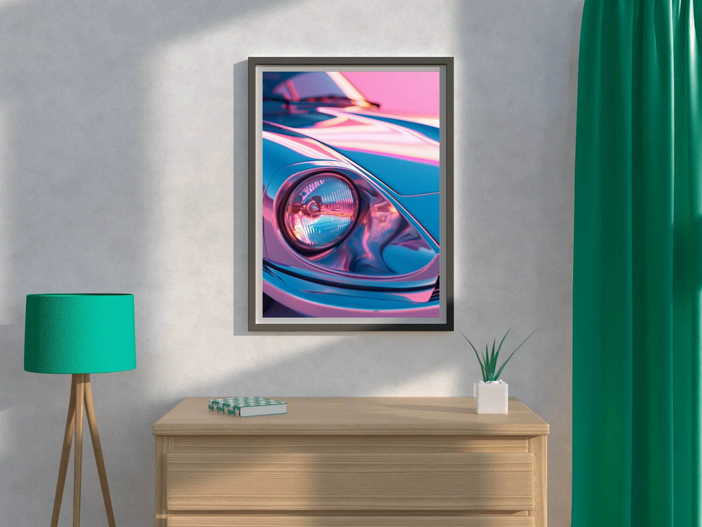 Neon Pink Porsche 911 Wall Art - beink online art store