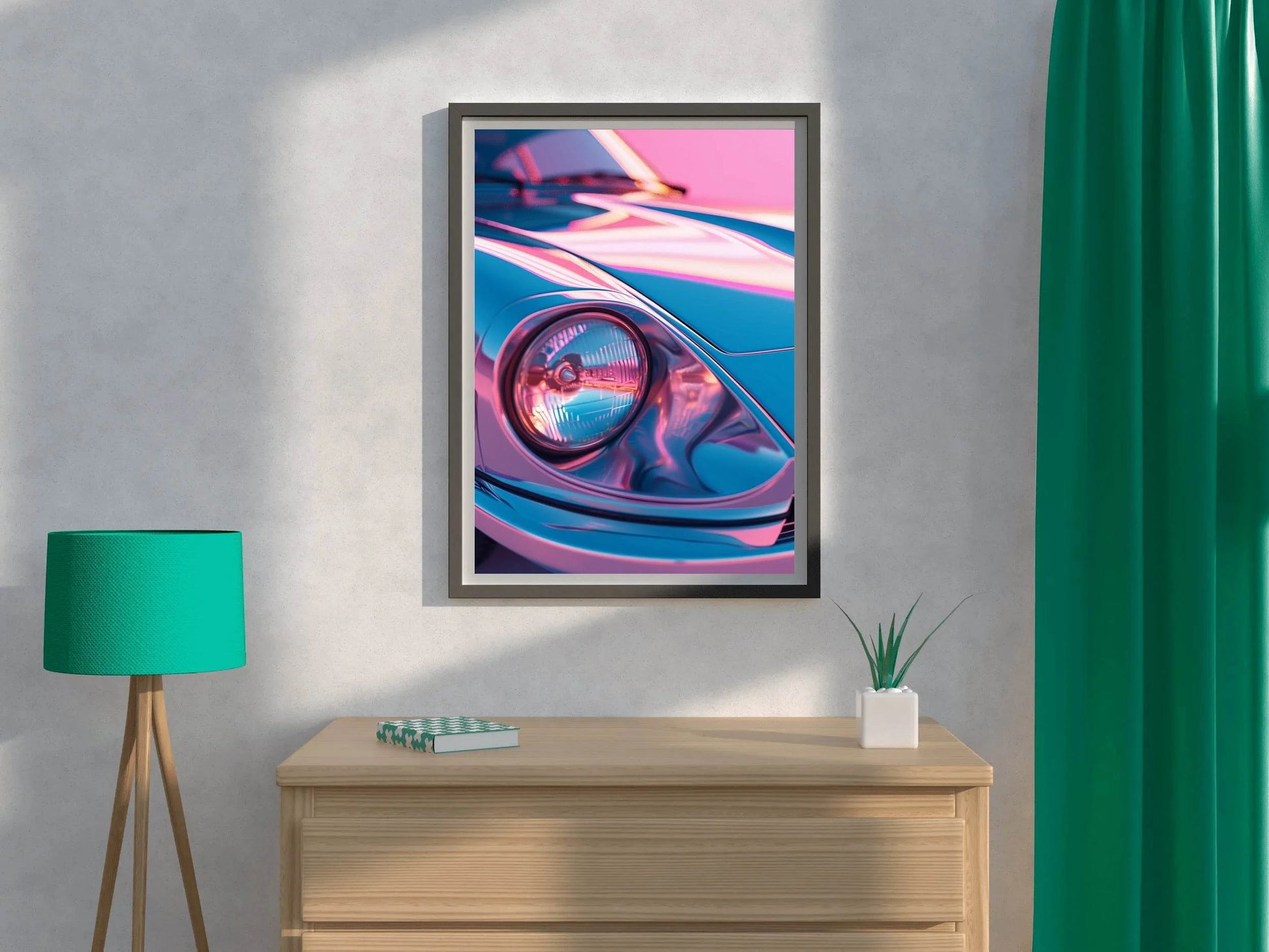 Neon Pink Porsche 911 Wall Art - beink online art store