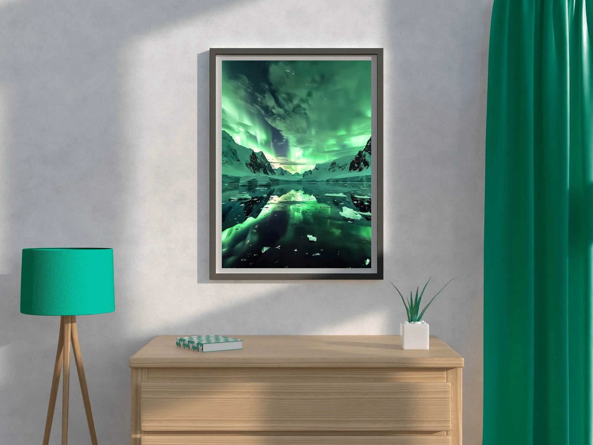 Emerald Aurora Over Antarctica Wall Art - beink online art store