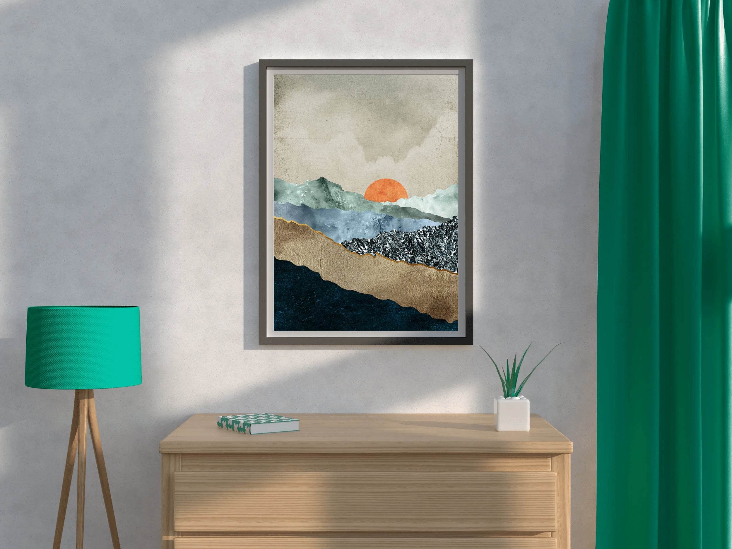 Golden Sunset Over Mountains Wall Art - beink online art store