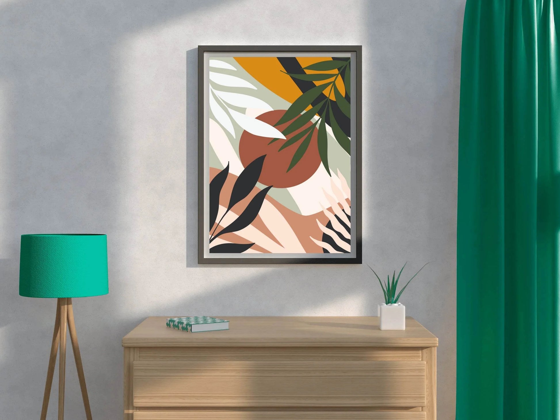 Abstract Design with Tropical Leaves shapes ArtWork - beink online art store