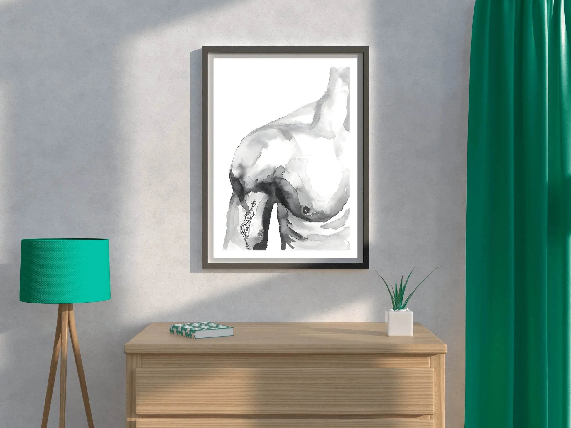 Ink and Watercolor Male Partial Figure Wall Art - beink online art store