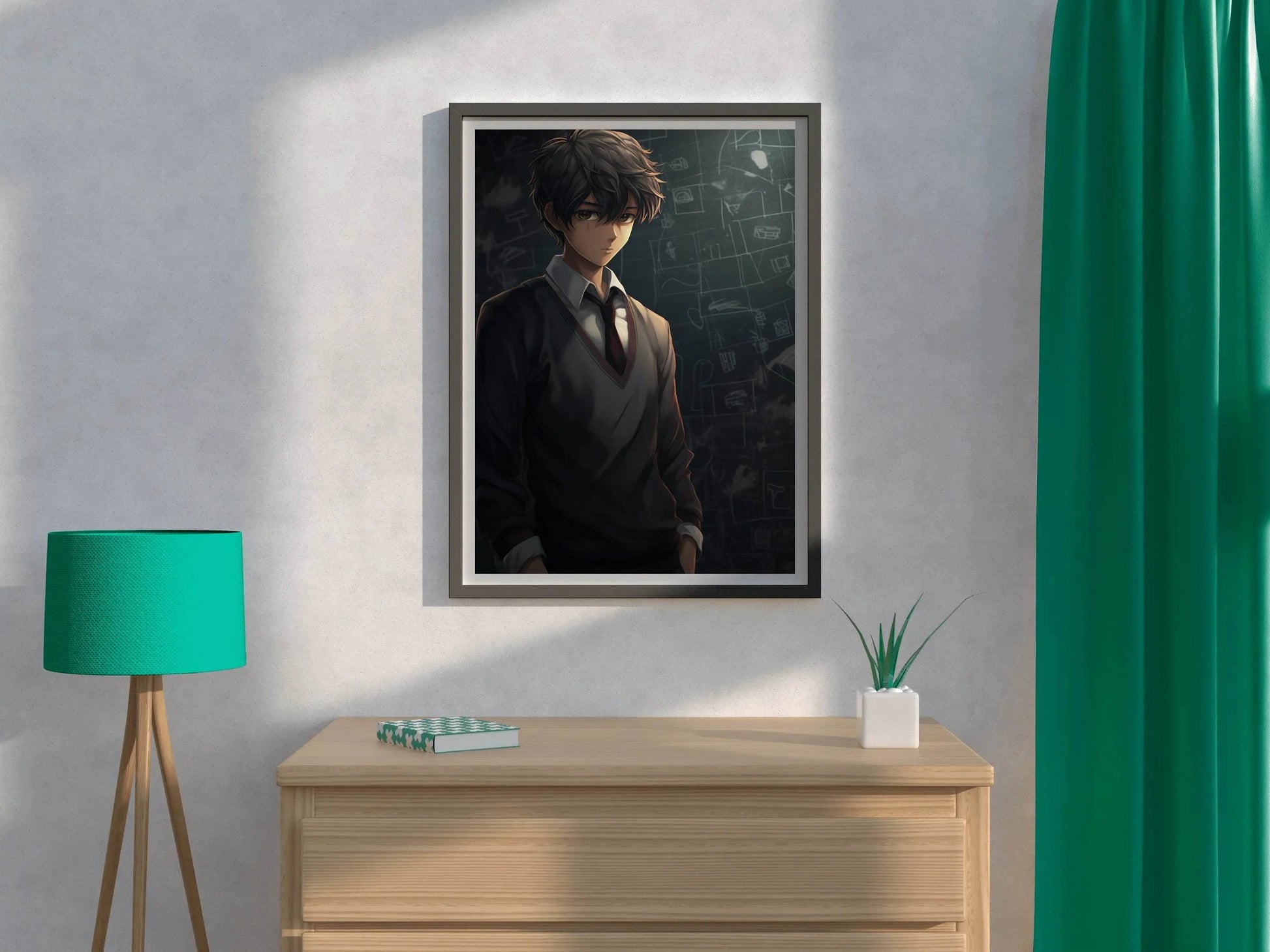 Cute School Anime Boy Aesthetic Anime Wall Art - beink online art store