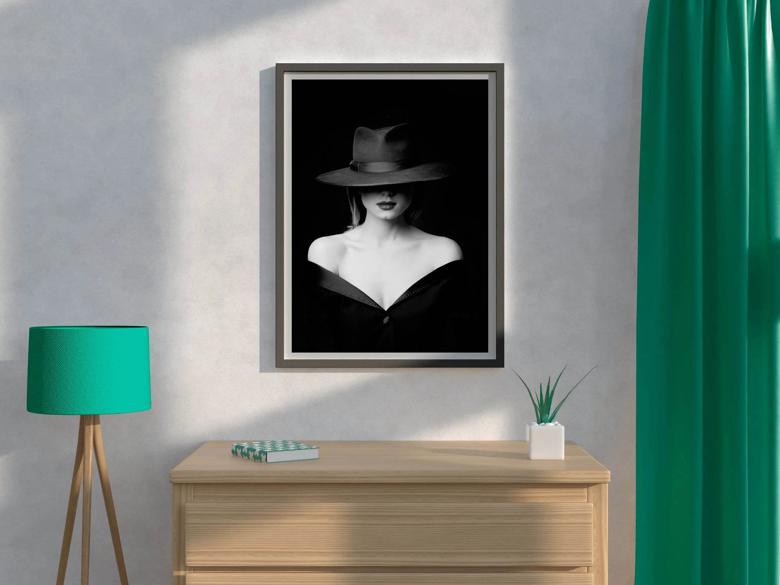 Elegant Lady With Hat Black & White Wall Art - beink online art store