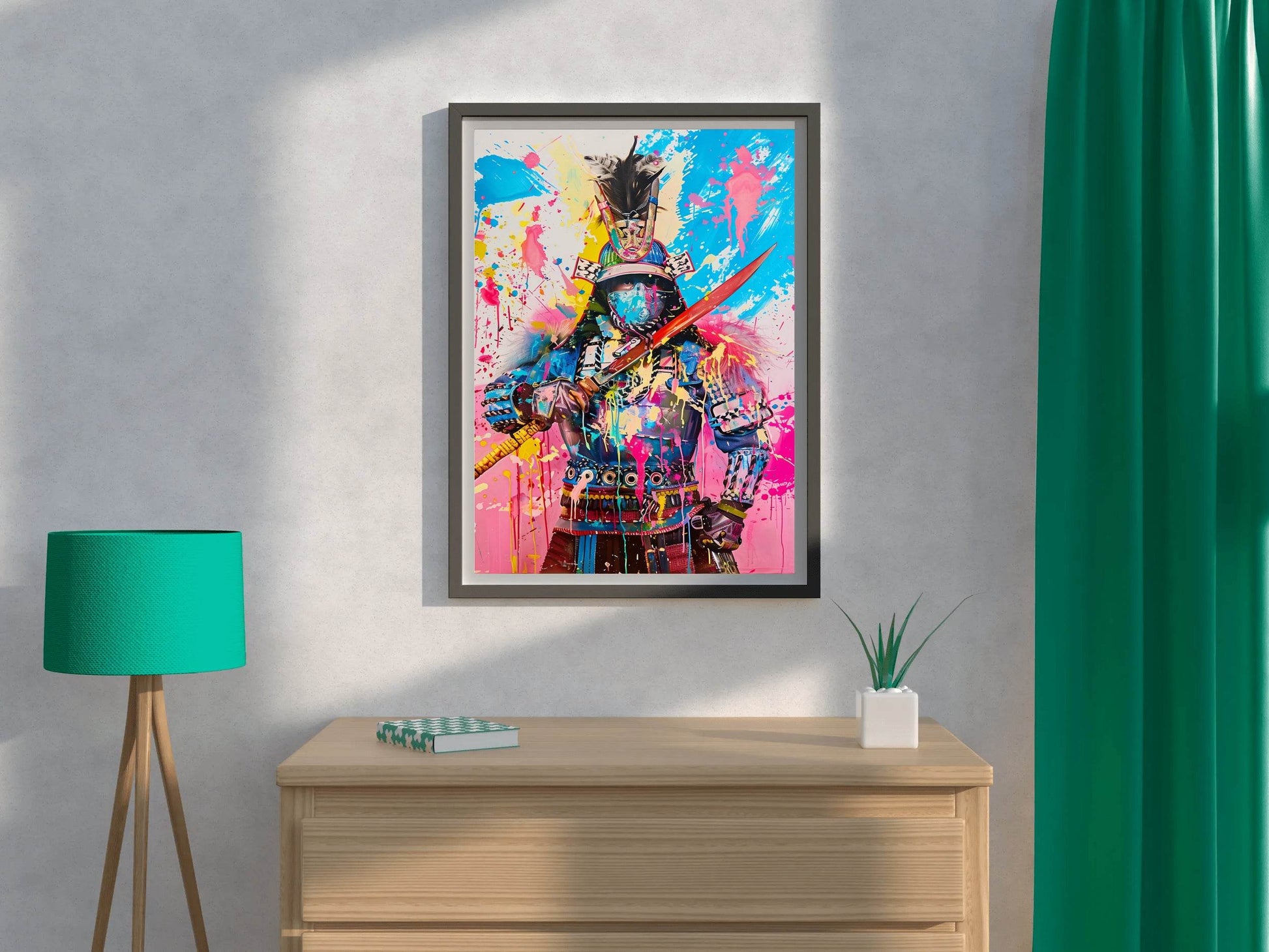 Futuristic Samurai Warrior in Vibrant Colors Wall Art - beink online art store