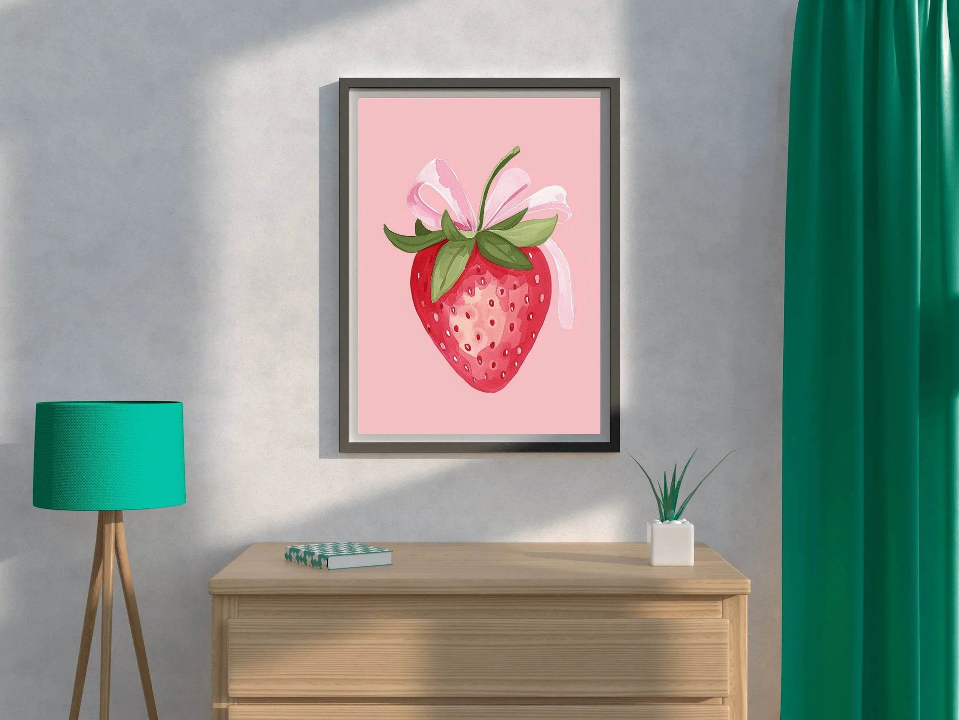 Watercolor Illustration of Ripe Red Strawberry Digital Art - beink online art store