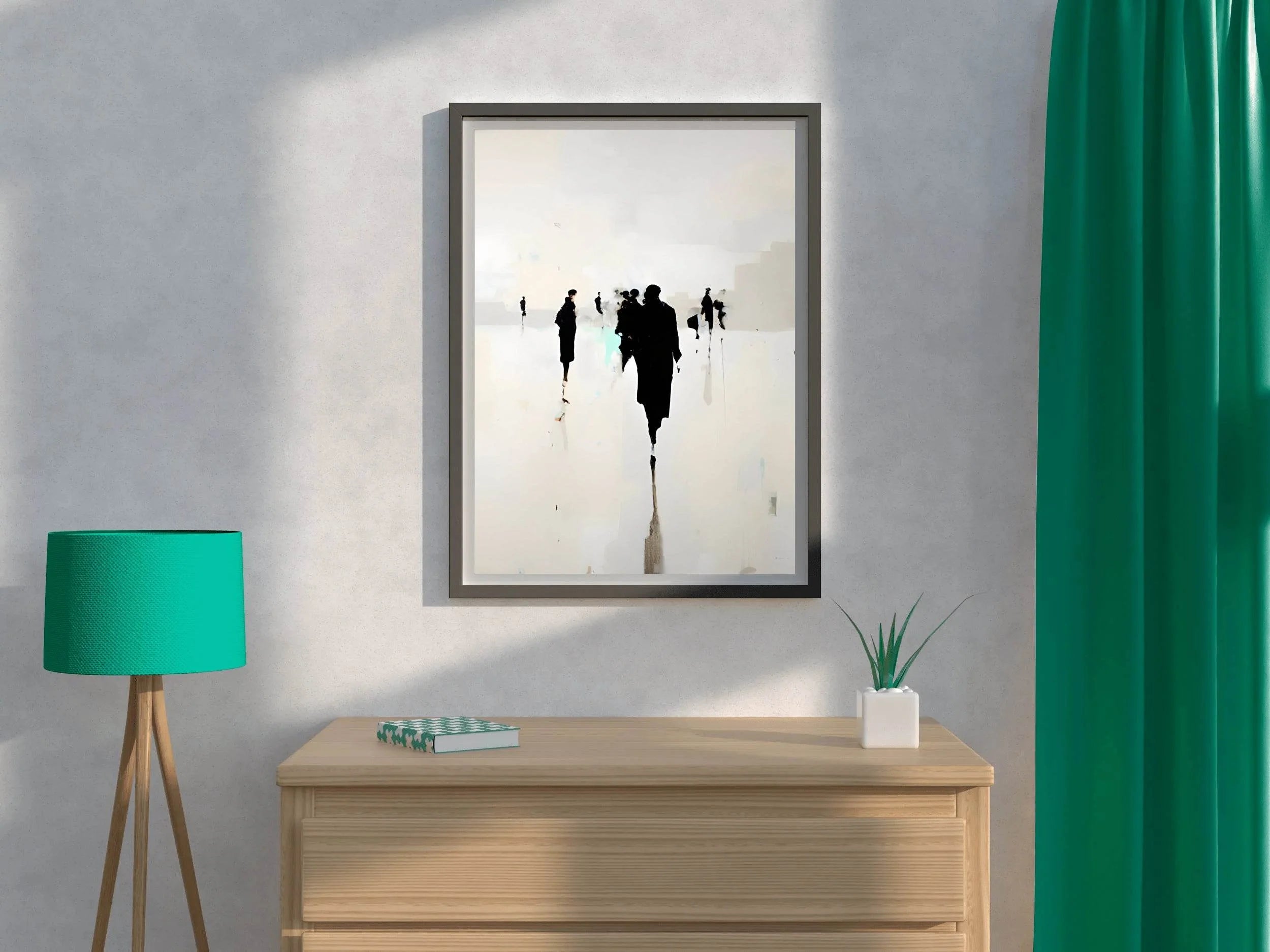 Black Foggy Figures Modern Wall Art - beink online art store