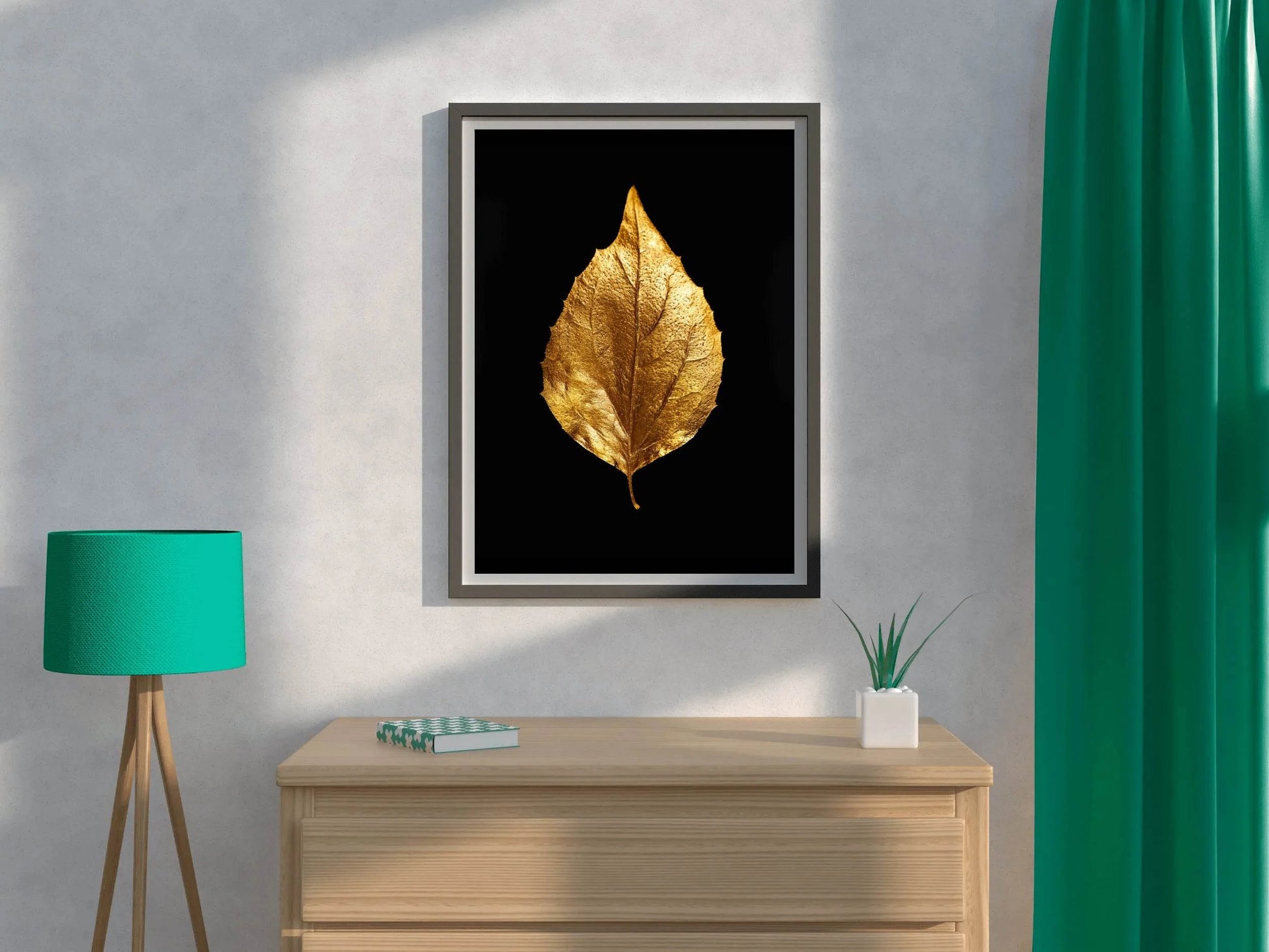 Golden And Black Dry Leave - beink online art store