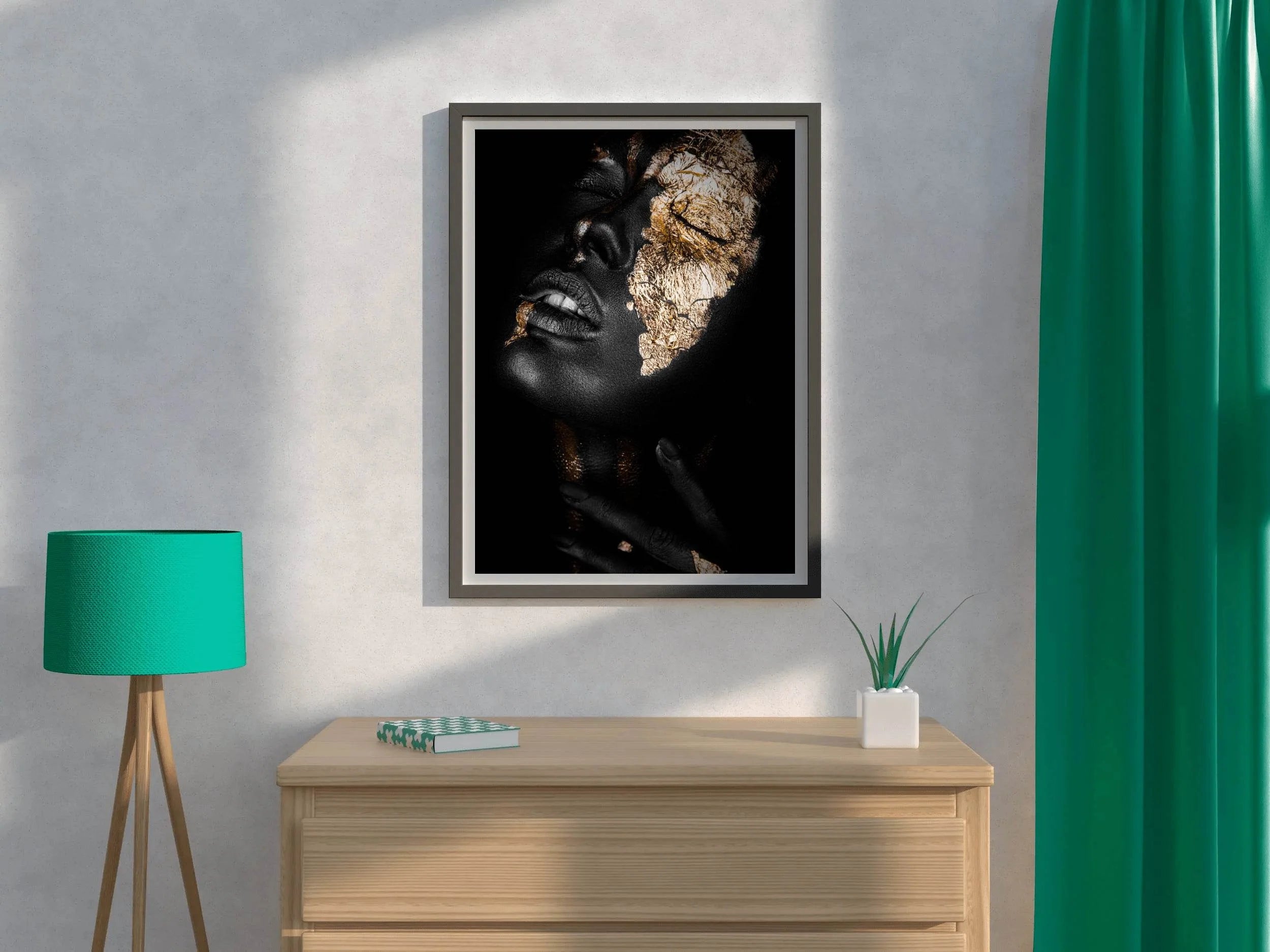 Black Woman Adorned With Gold Wall Art - beink online art store