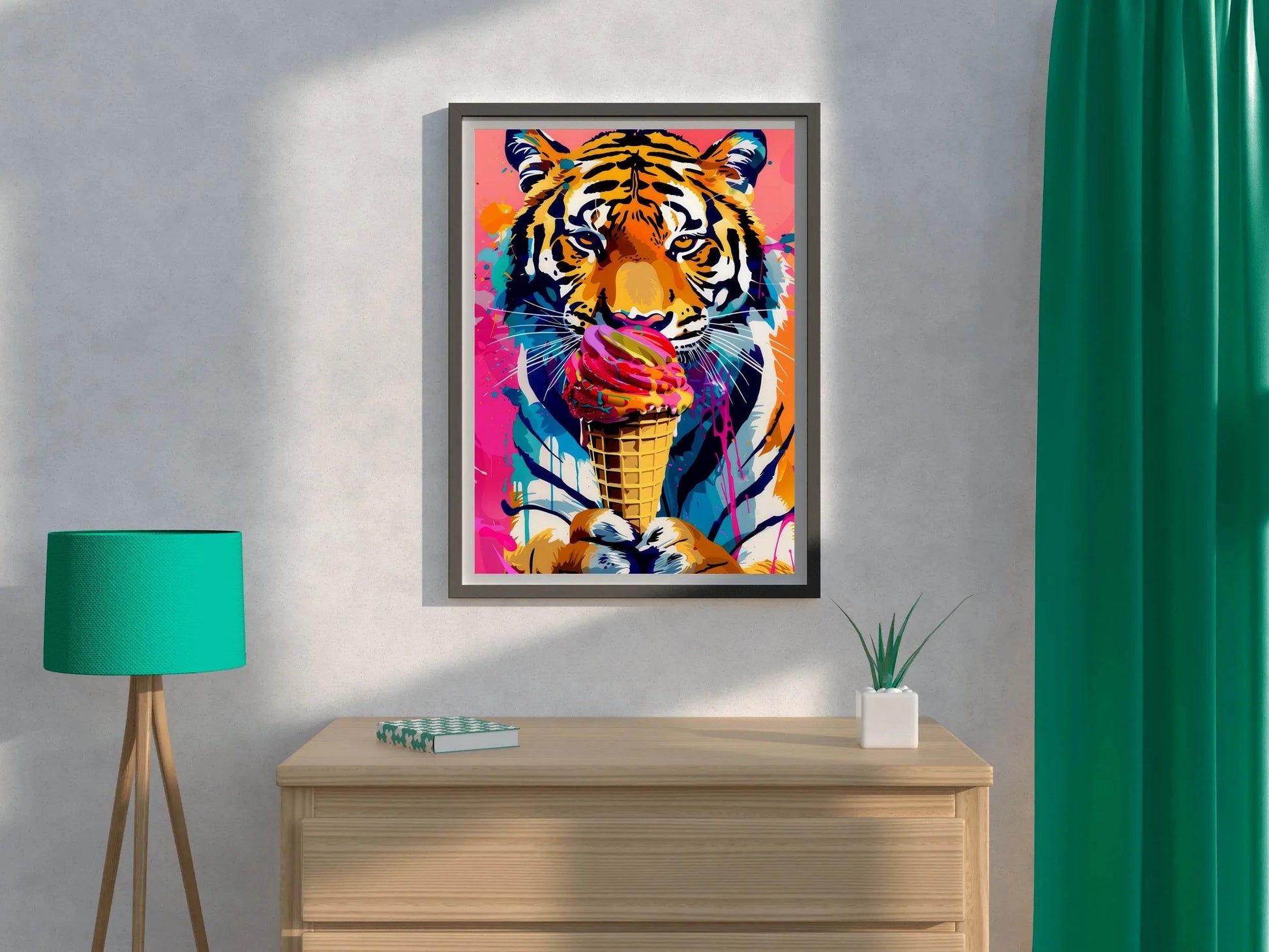 tiger eating ice cream Wall Art - beink online art store