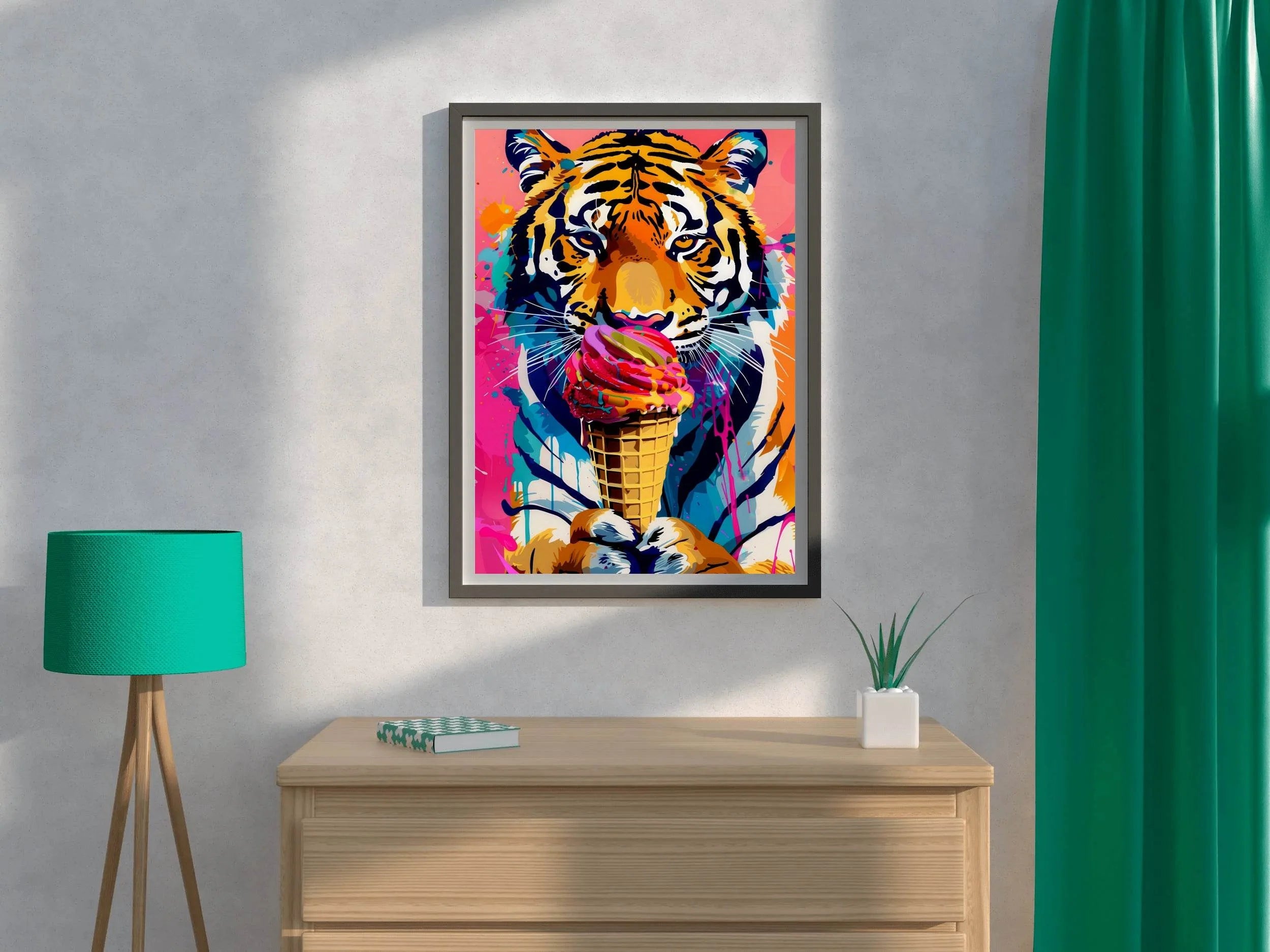 tiger eating ice cream Wall Art - beink online art store