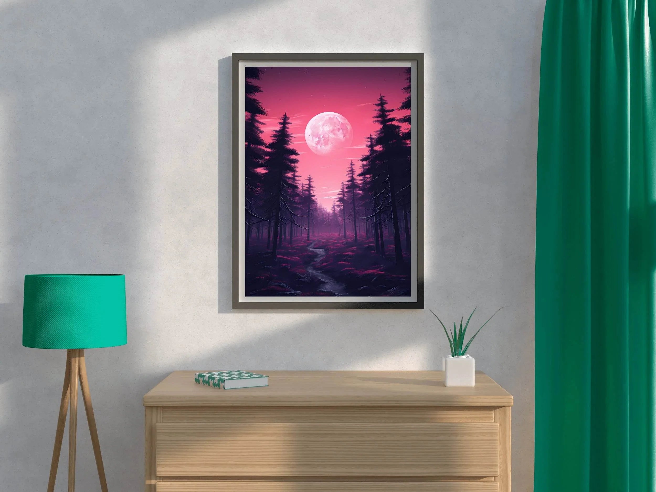 Pink Pine Forest Wall Art - beink online art store