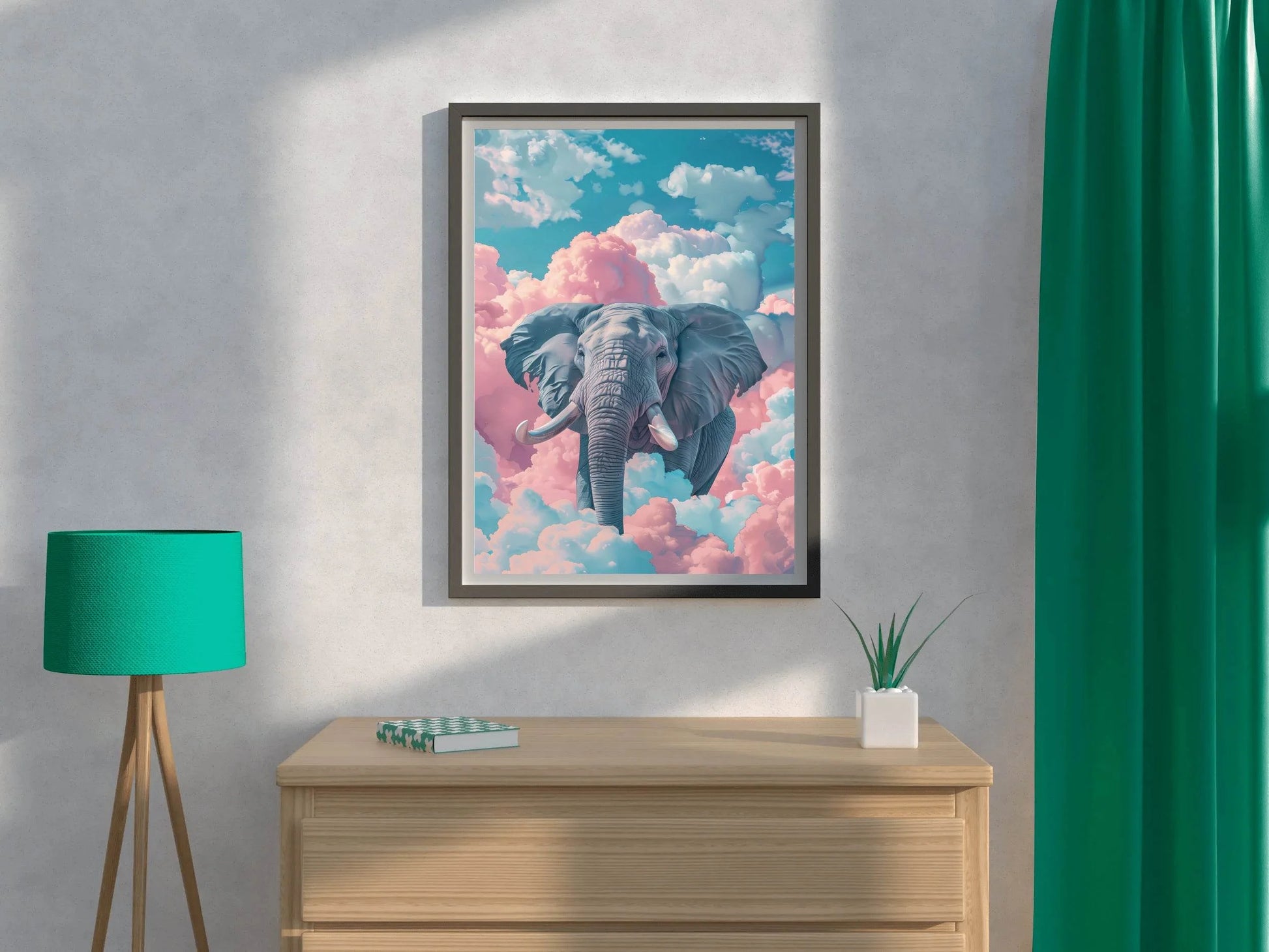 Watercolor Elephant in Clouds Animal Wall Art - beink online art store