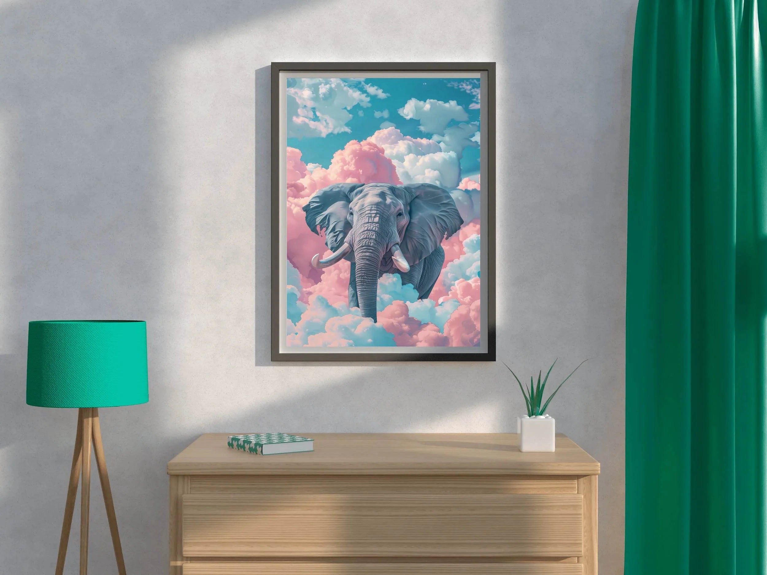 Watercolor Elephant in Clouds Animal Wall Art - beink online art store