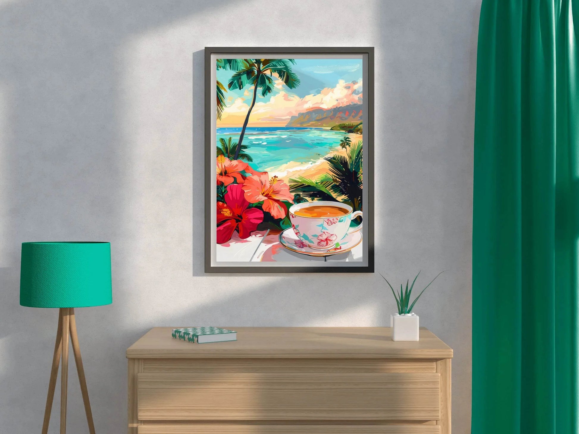 Hibiscus and Tea by the Beach Wall Art - beink online art store