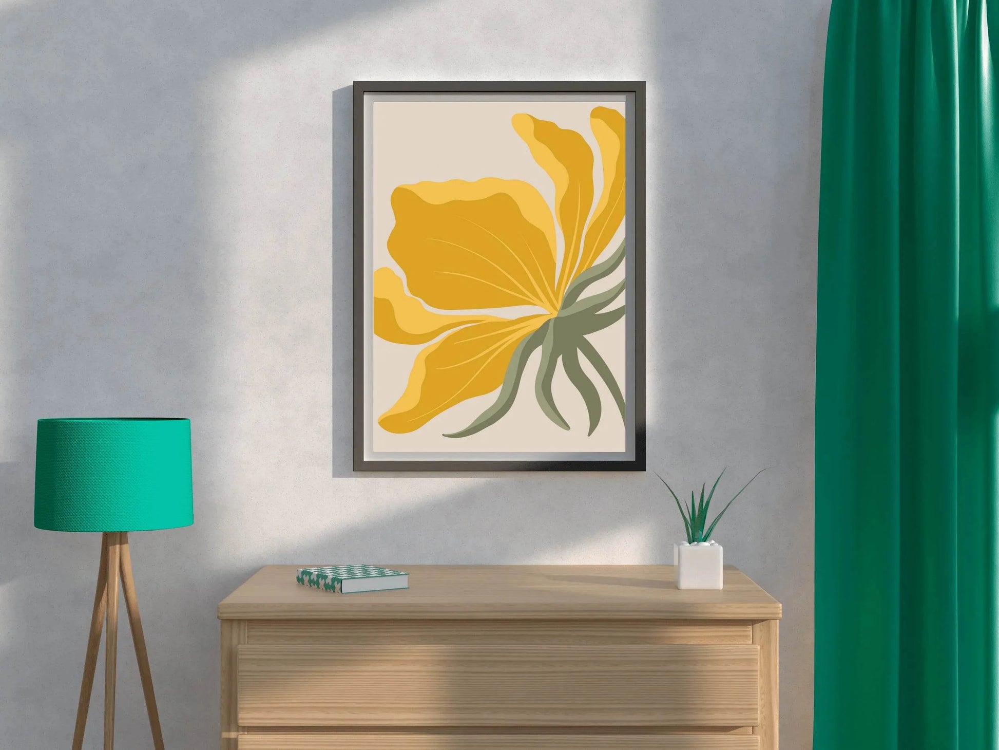 Abstract Stylized Yellow Bloom Flower ArtWork - beink online art store