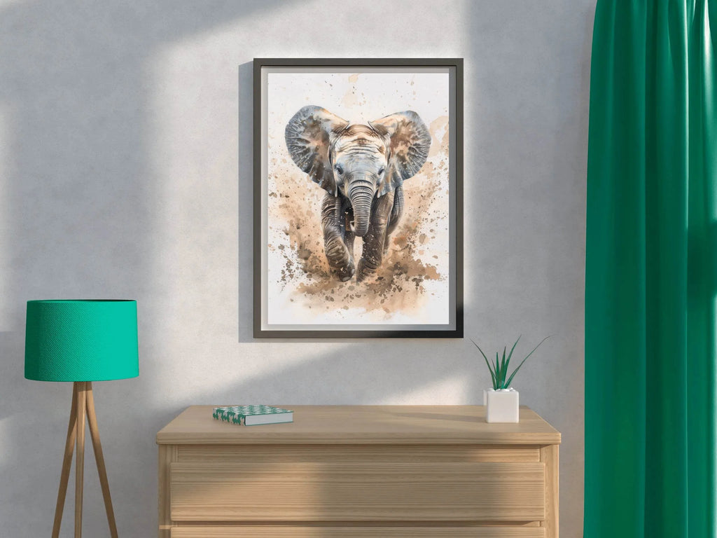 Elephant Running in Dirt Animal Wall Art - beink online art store
