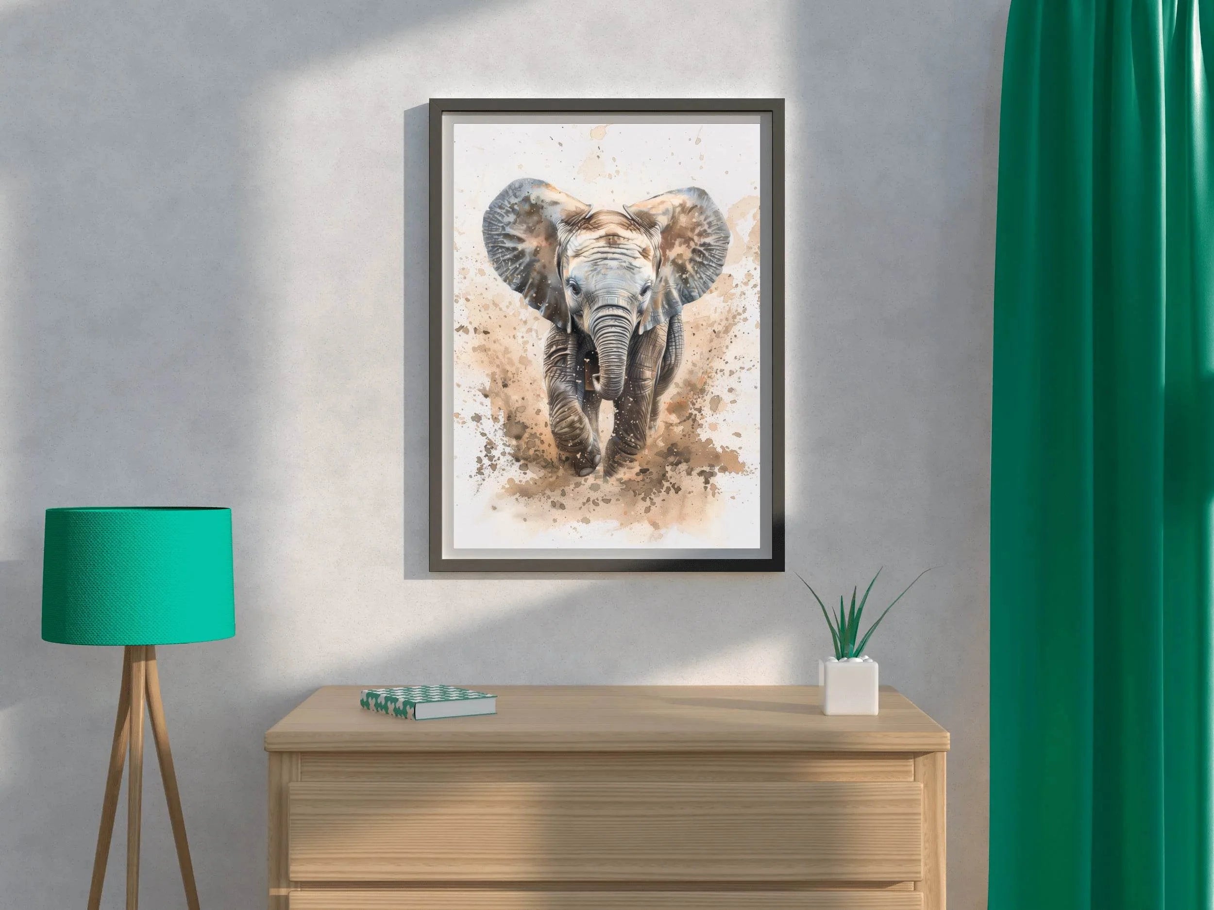 Elephant Running in Dirt Animal Wall Art - beink online art store
