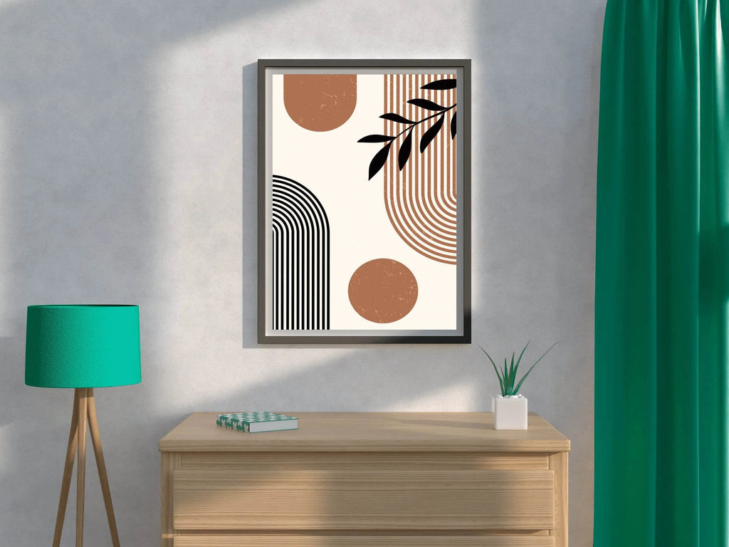 Black Olive Leaf With Patterned Colored Background Wall Art - beink online art store