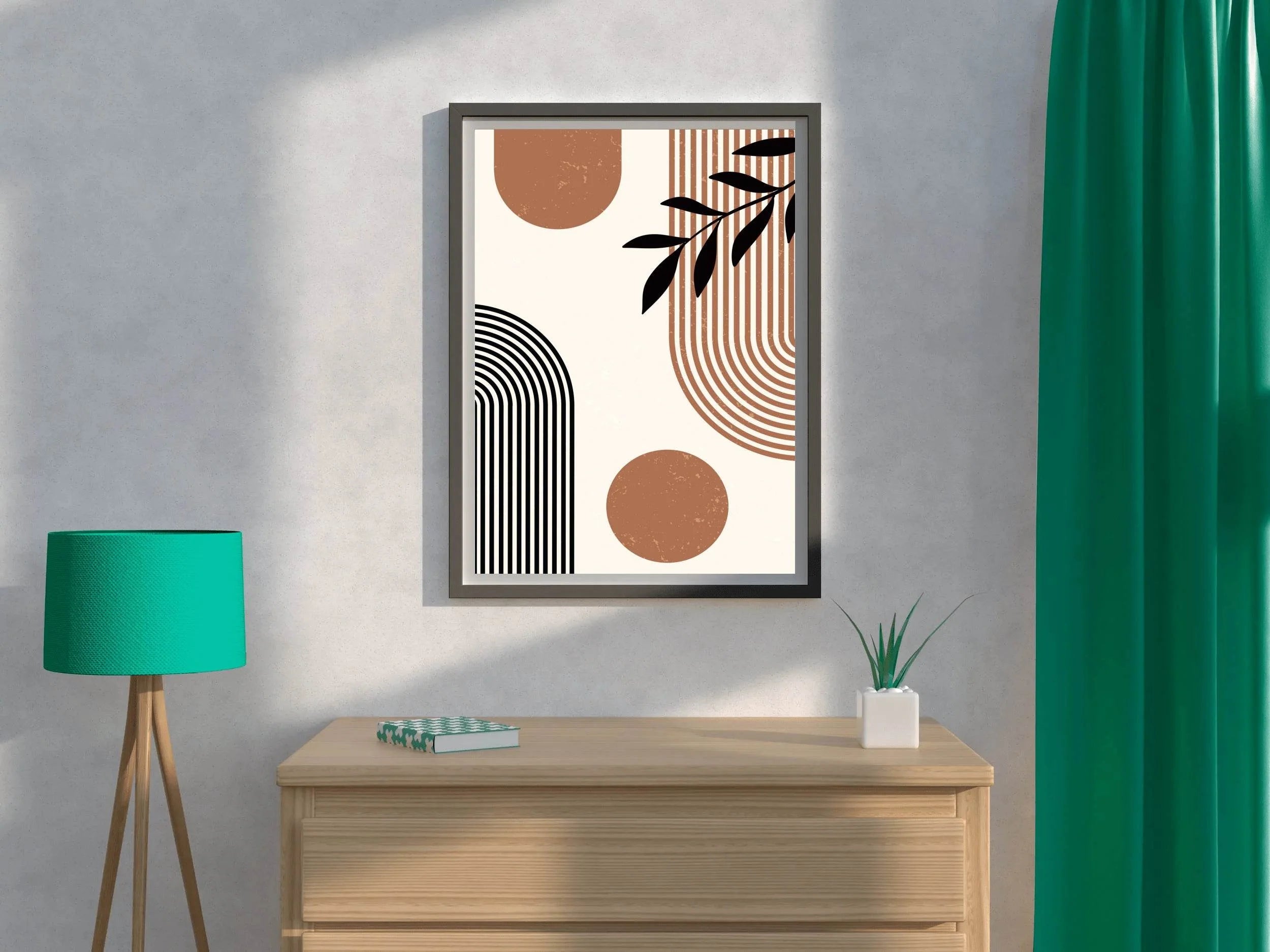 Black Olive Leaf With Patterned Colored Background Wall Art - beink online art store
