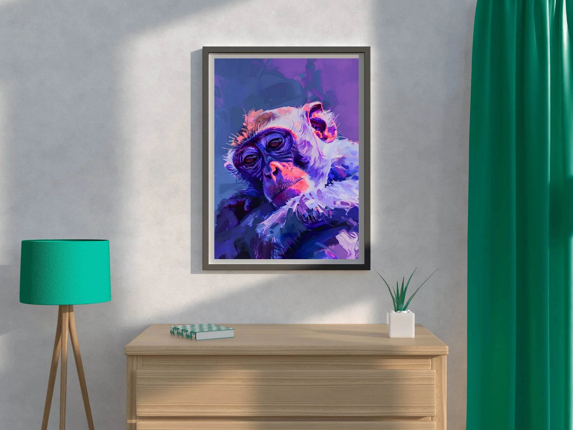 Purple Painting of Japanese Monkey - beink online art store