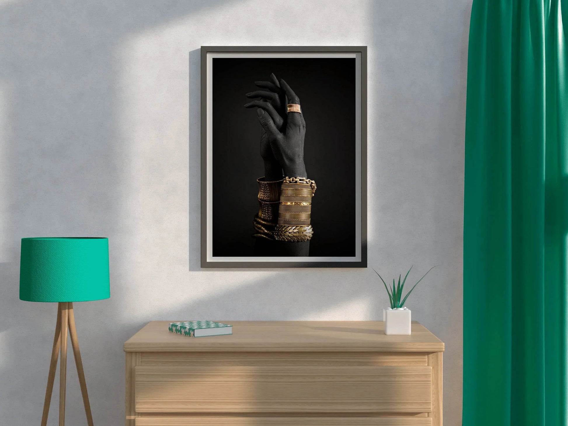 Black Woman Hand With Gold Bracelet Wall Art - beink online art store