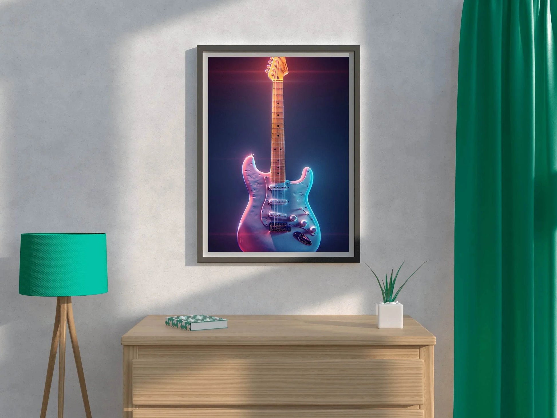 Electric Guitar With Fancy Color Wall Art - beink online art store