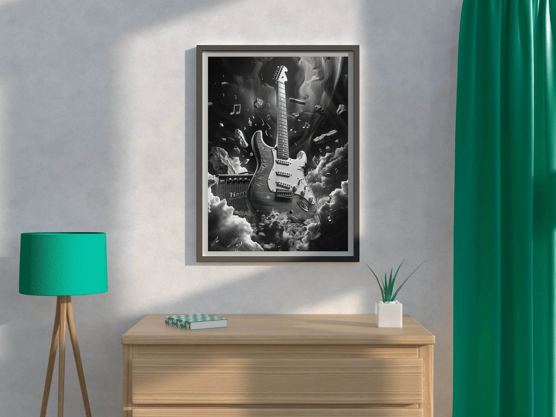 Black Rock Electric Guitar Wall Art - beink online art store