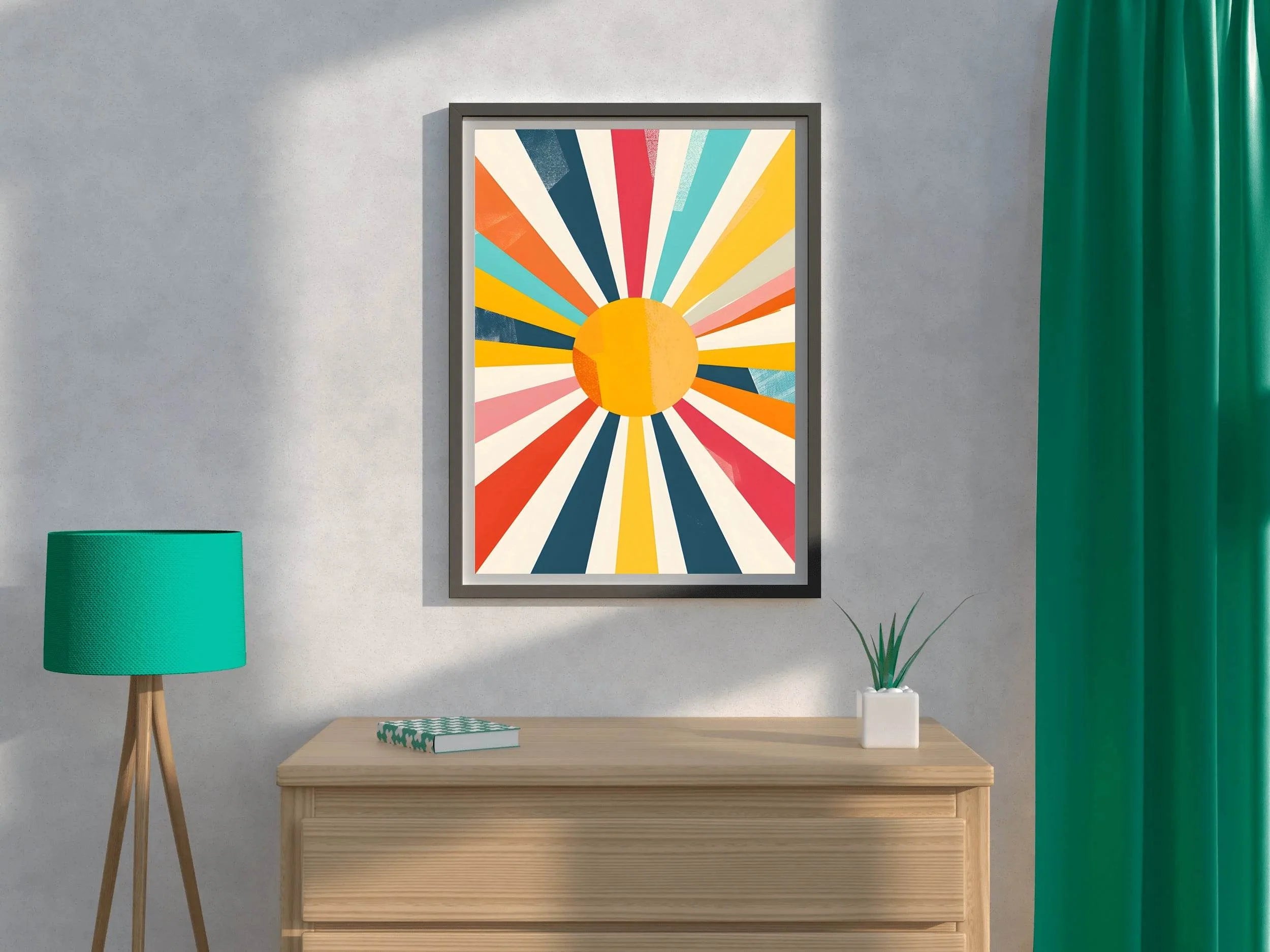 Retro Sunburst Digital Art - beink online art store