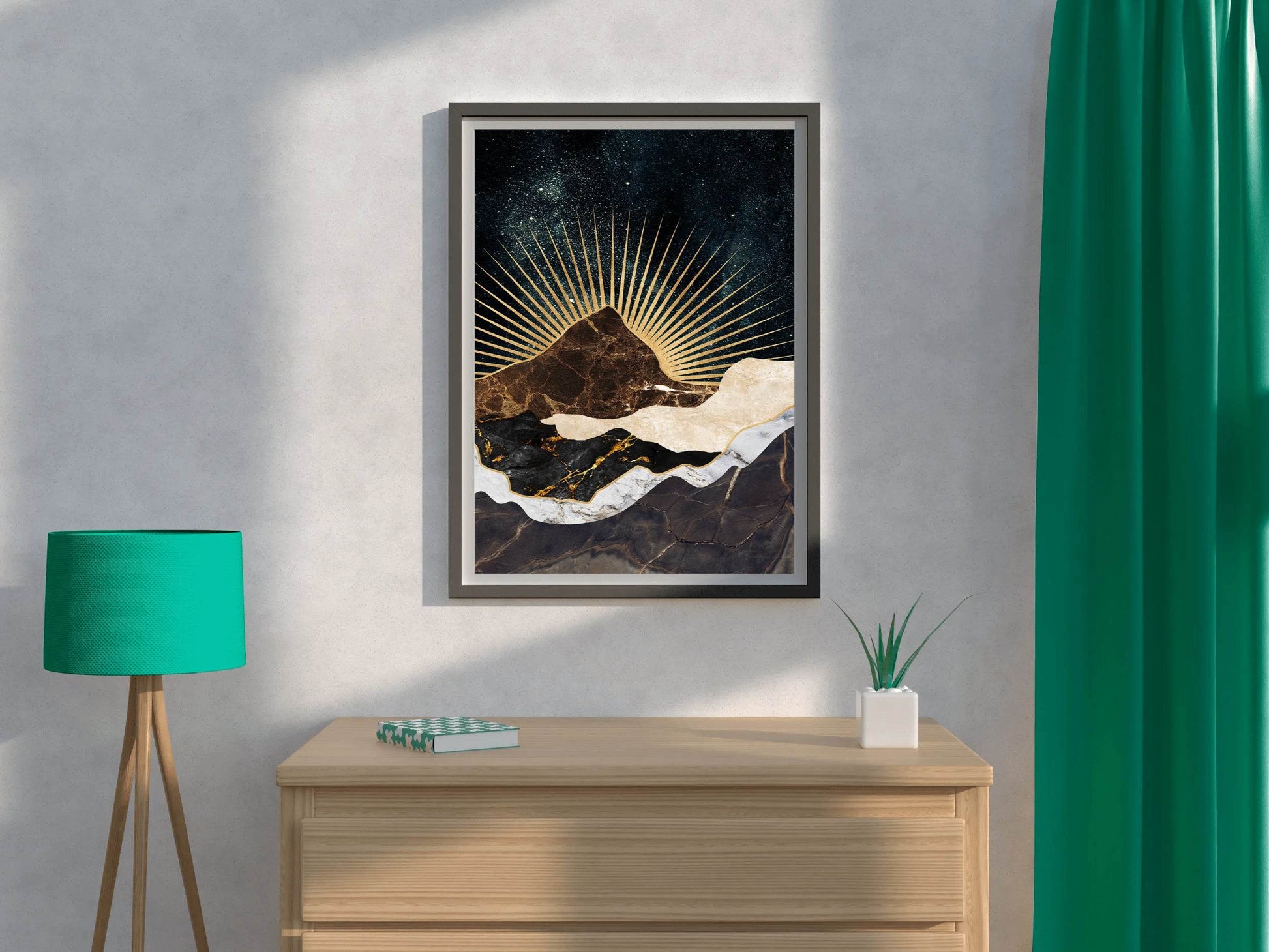 Copper and Gold Mountain Modern Wall Art - beink online art store