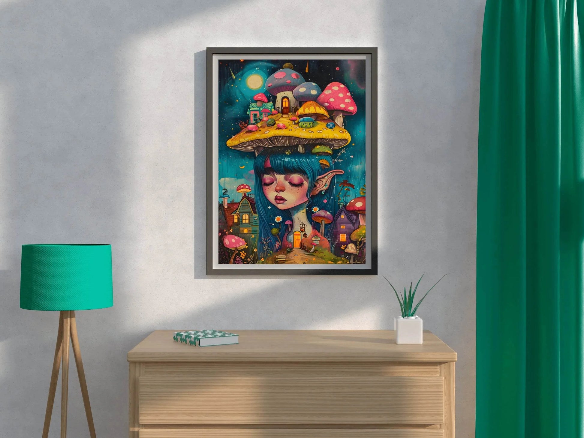 Anime Girl Mushroom on head - beink online art store