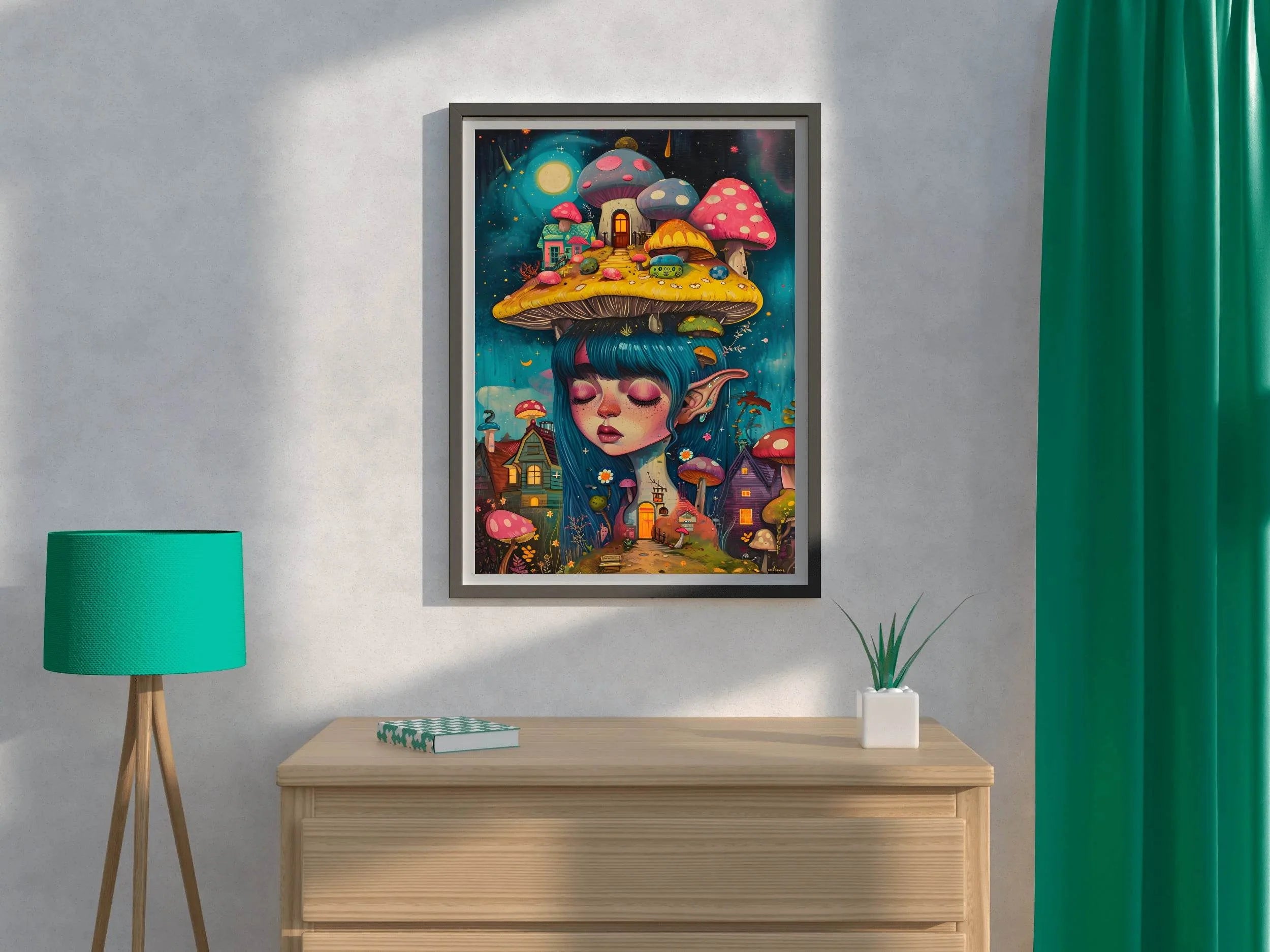 Anime Girl Mushroom on head - beink online art store
