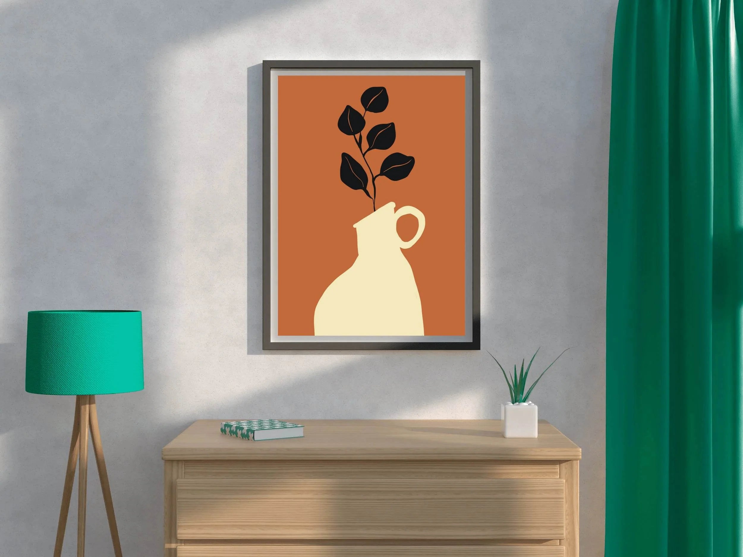 Minimalist Vase Stylized Foliage ArtWork - beink online art store