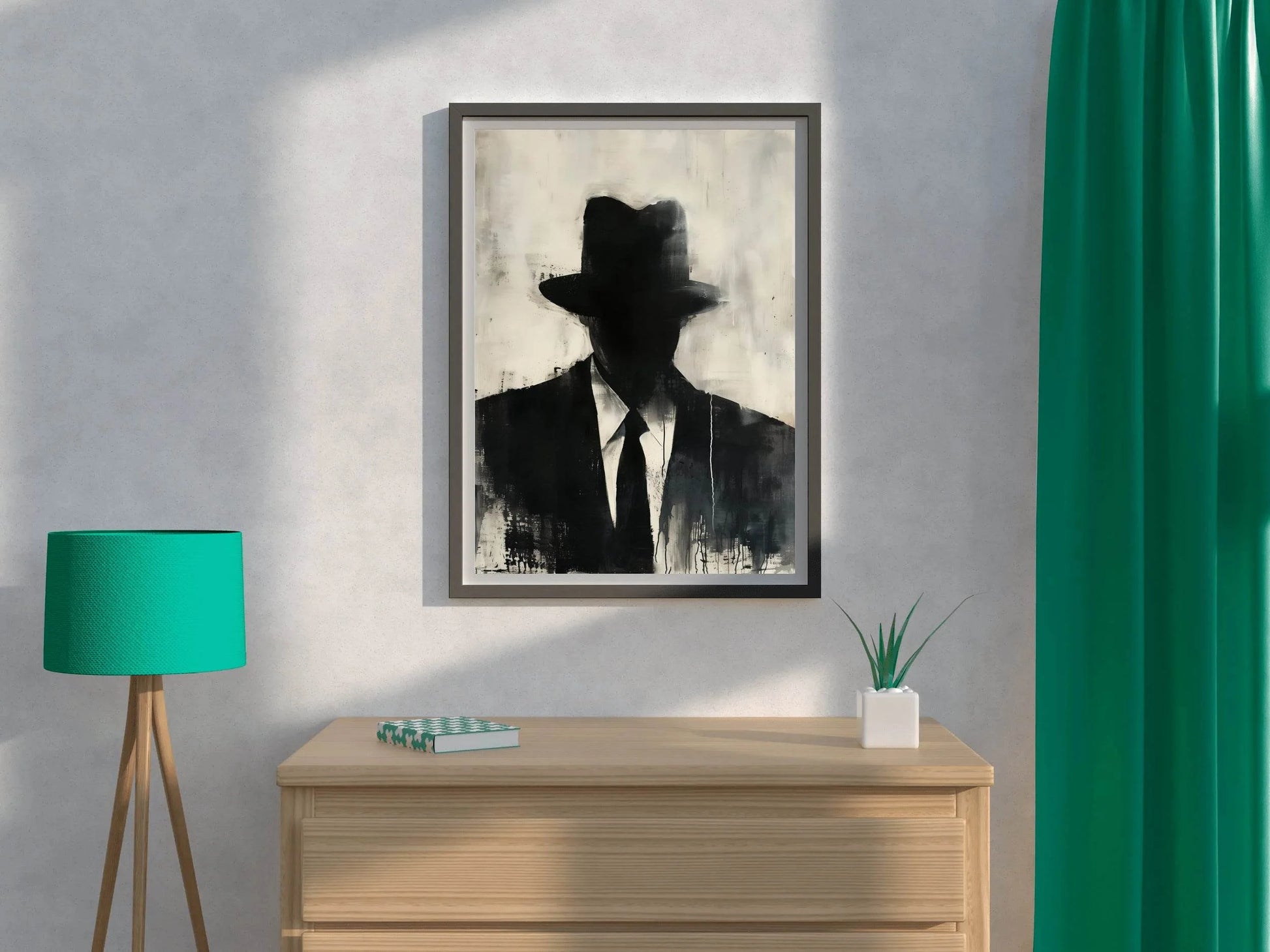 Painting of a Man Wearing a Hat and a Suit - beink online art store