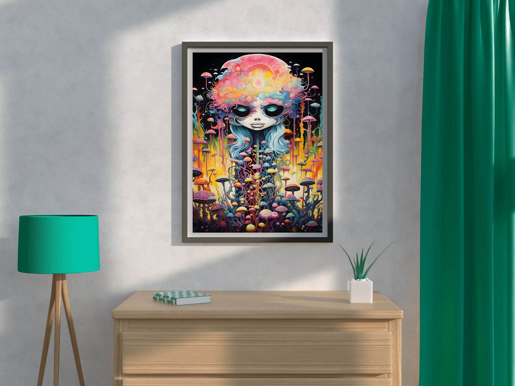 Fantasy Anime Head Mushroom Wall Art - beink online art store