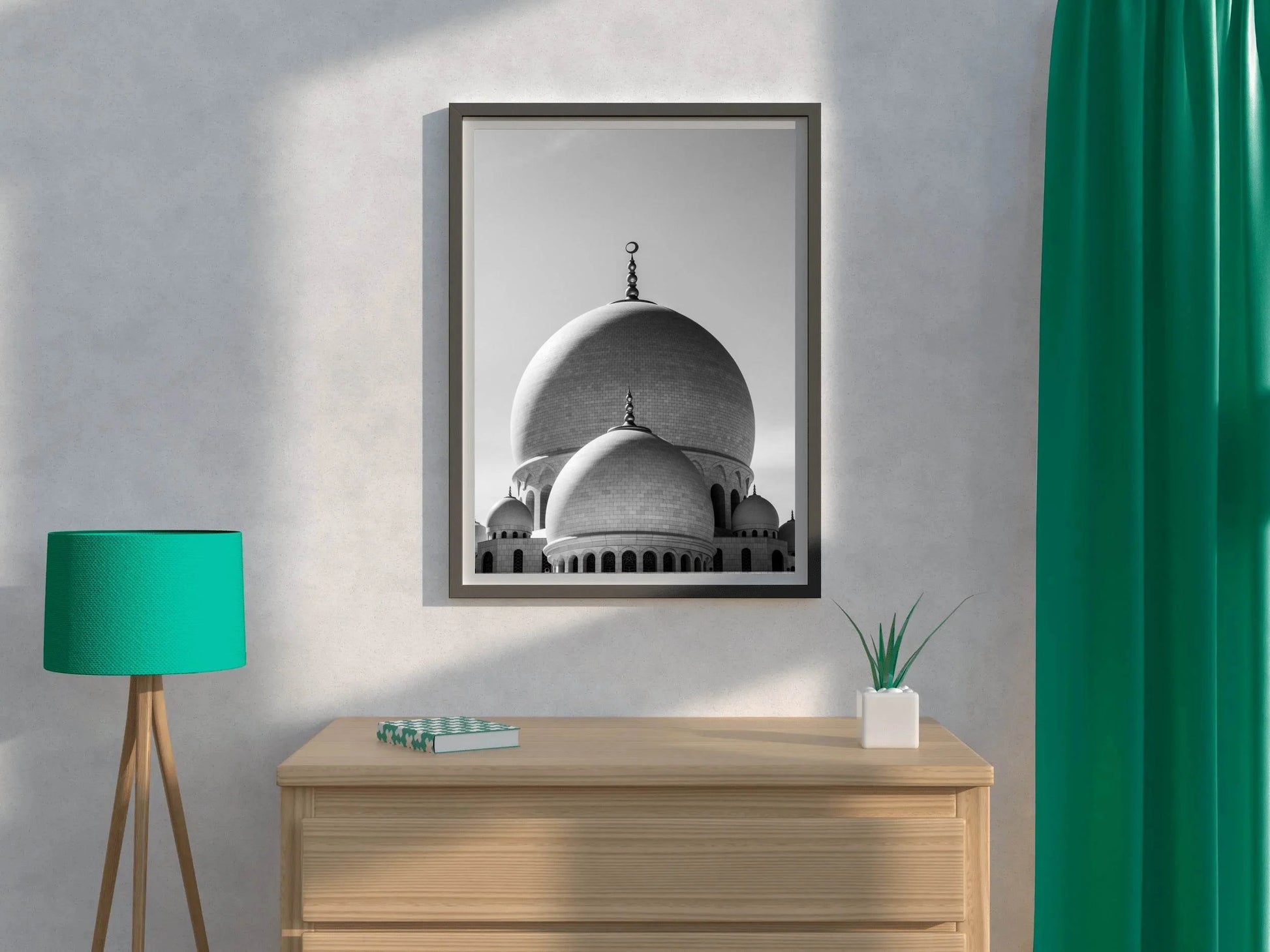Abu Dhabi Grand Mosque Black & White Wall Art - beink online art store