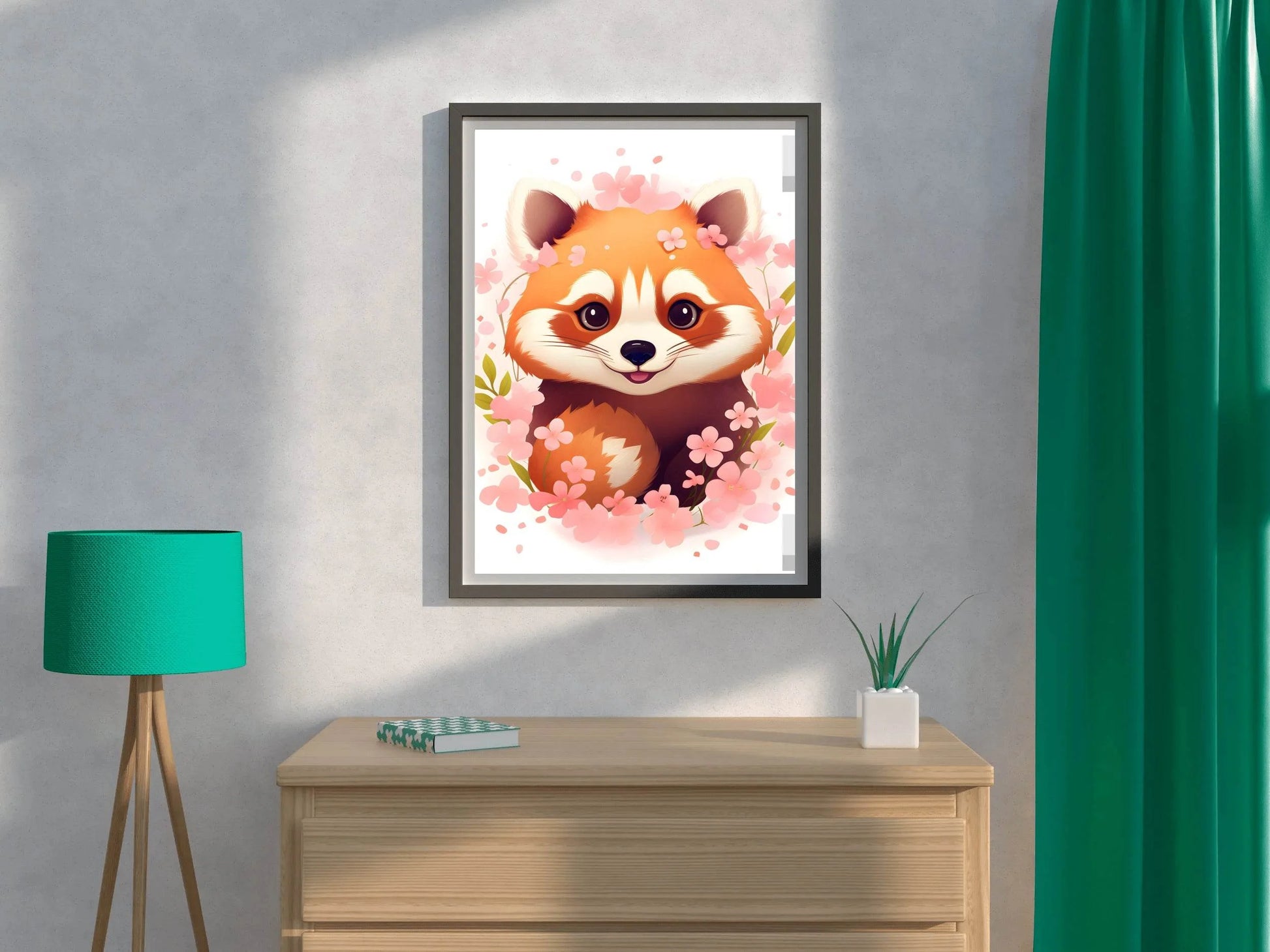 Painting of Smiling Red Teddy Cartoon - beink online art store