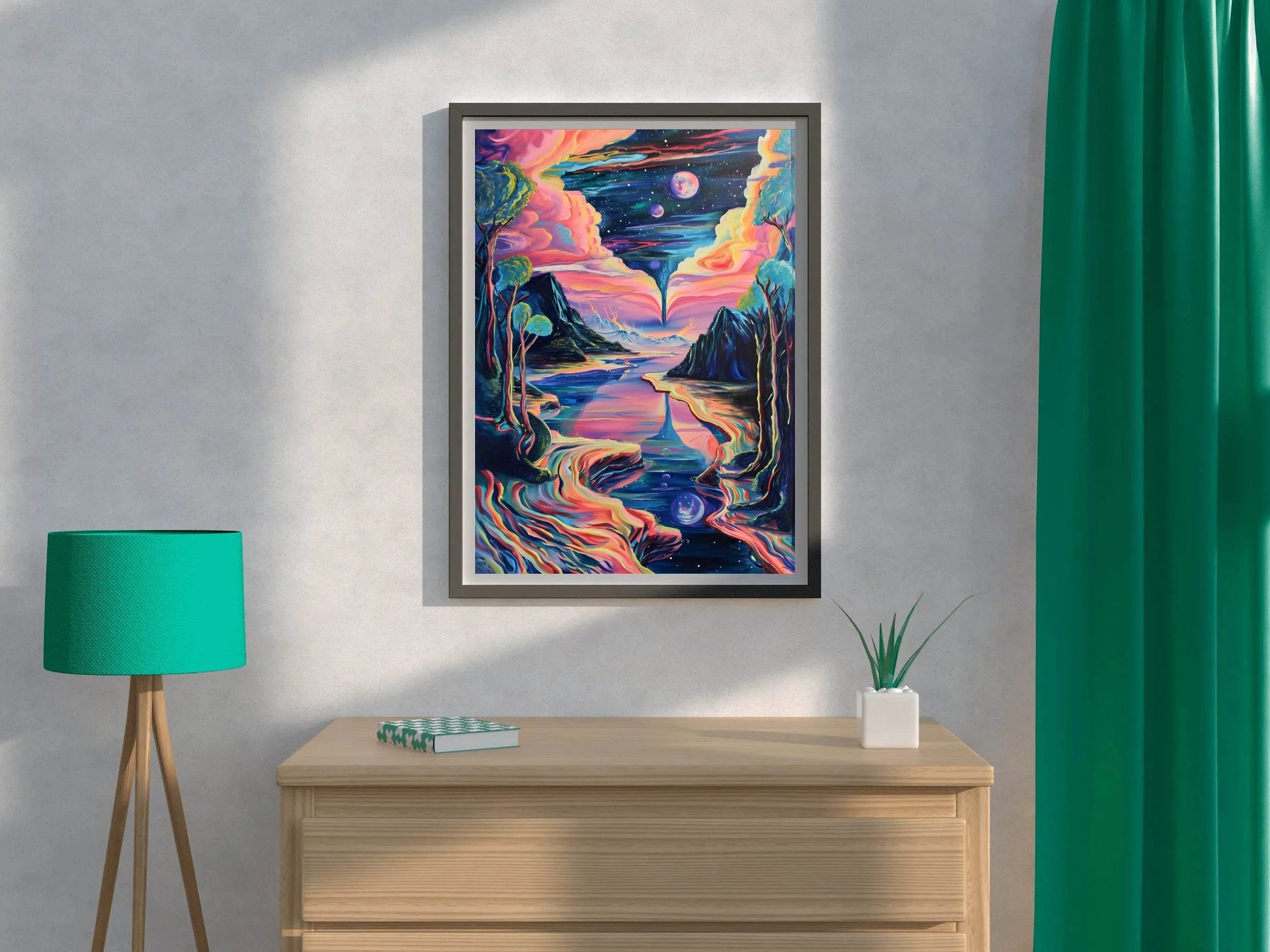 Painting of a night scene with a full moon Wall Art - beink online art store